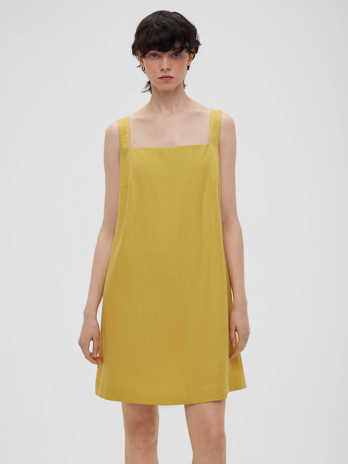 2463р4925рПлатье мини из льняной ткани 0191, желтый