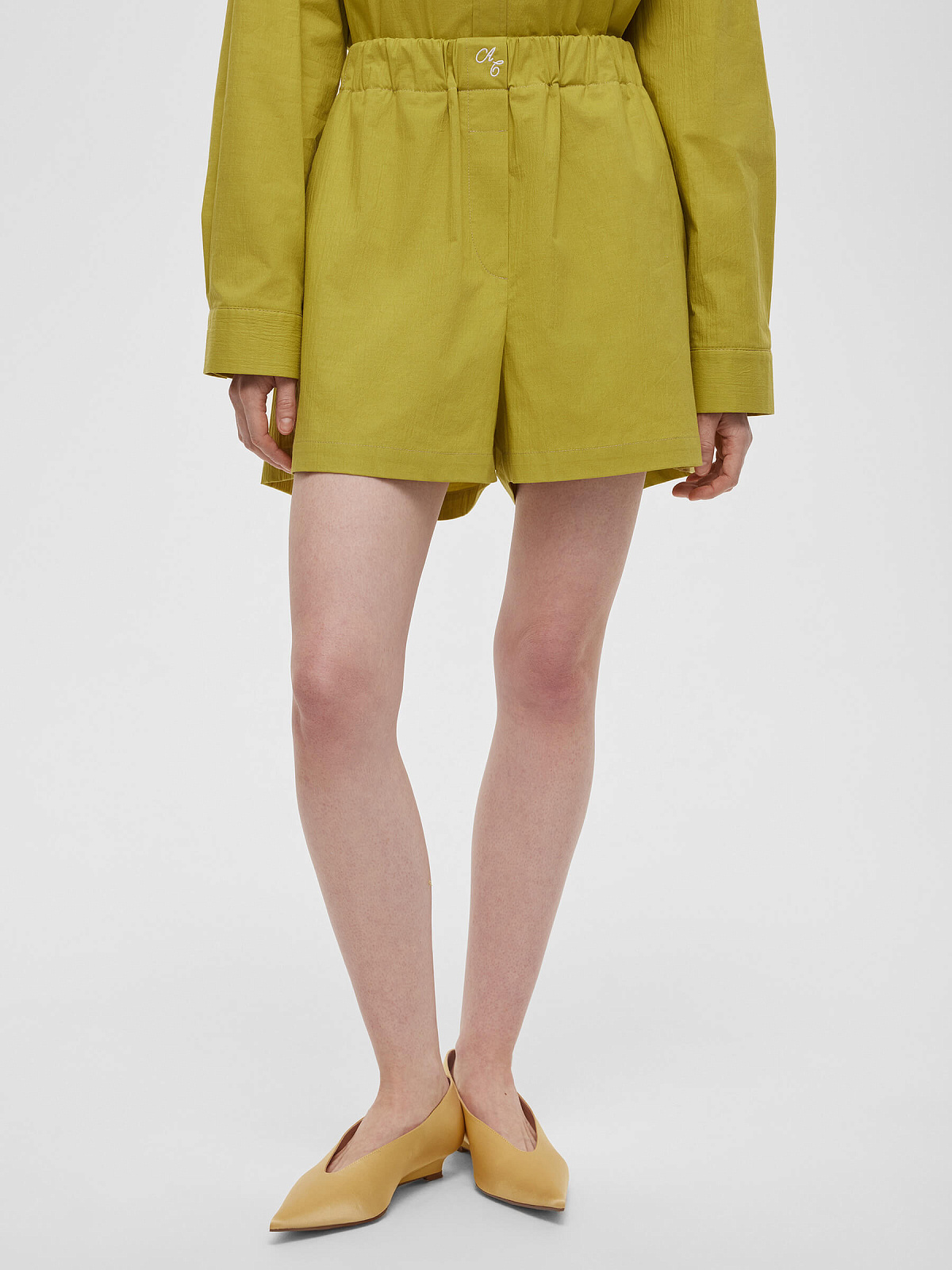 Шорты короткие из хлопка 0129, оливковый