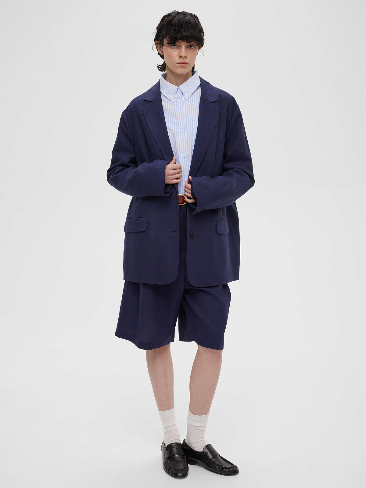 4663р9935рЖакет из льняной ткани 0192, синий