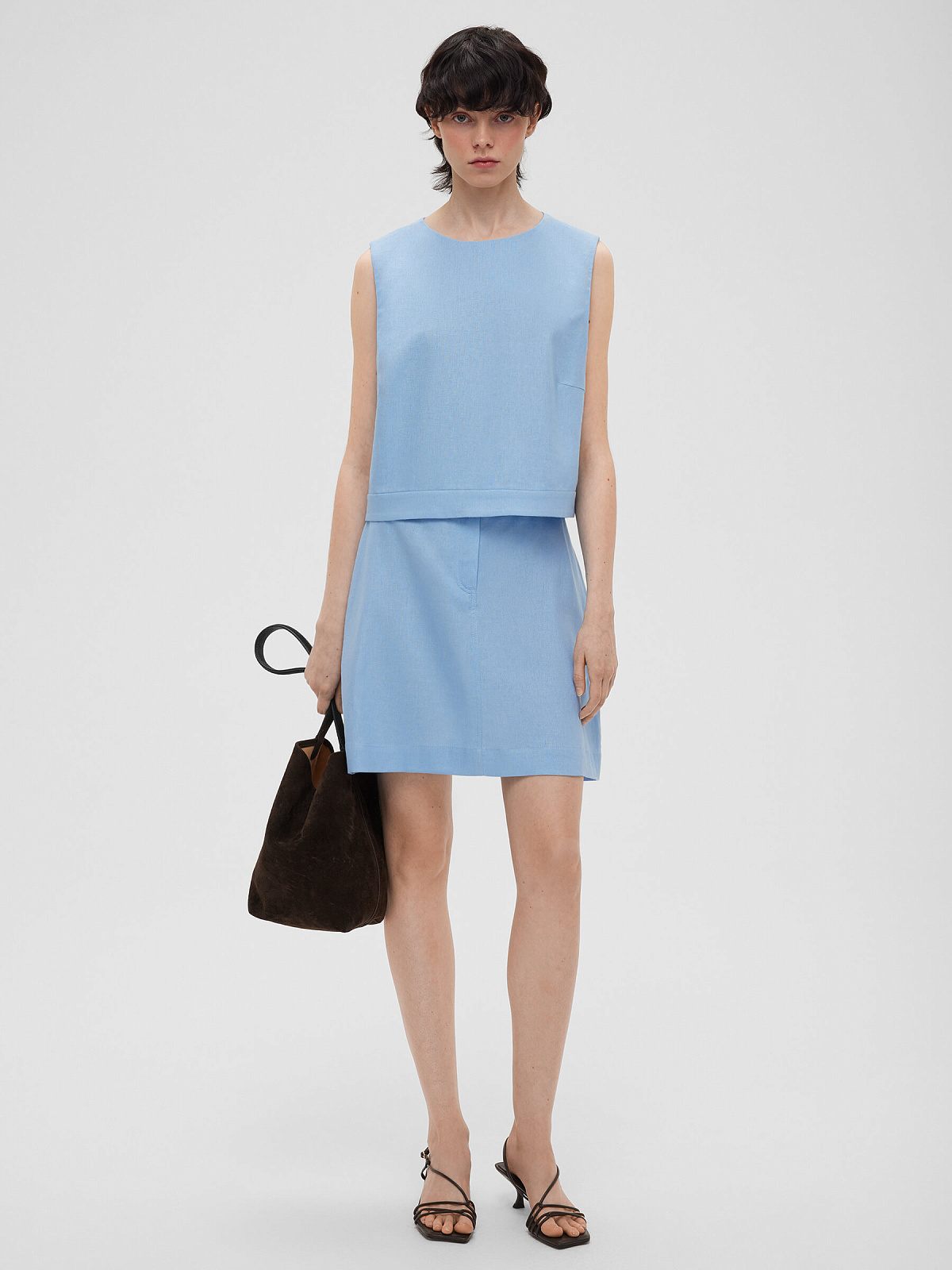 1638р3275рТоп из льняной ткани 0190, голубой