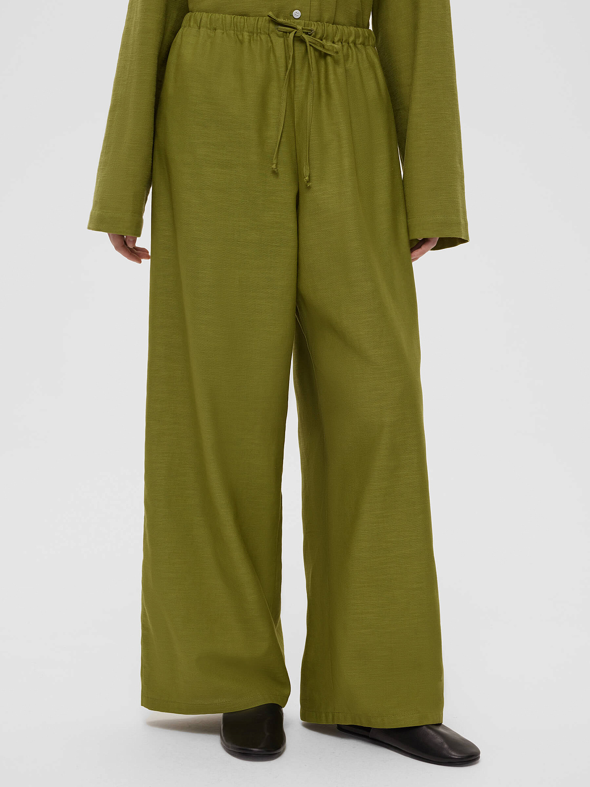 1970р4925рБрюки из льняной ткани на резинке, зеленый