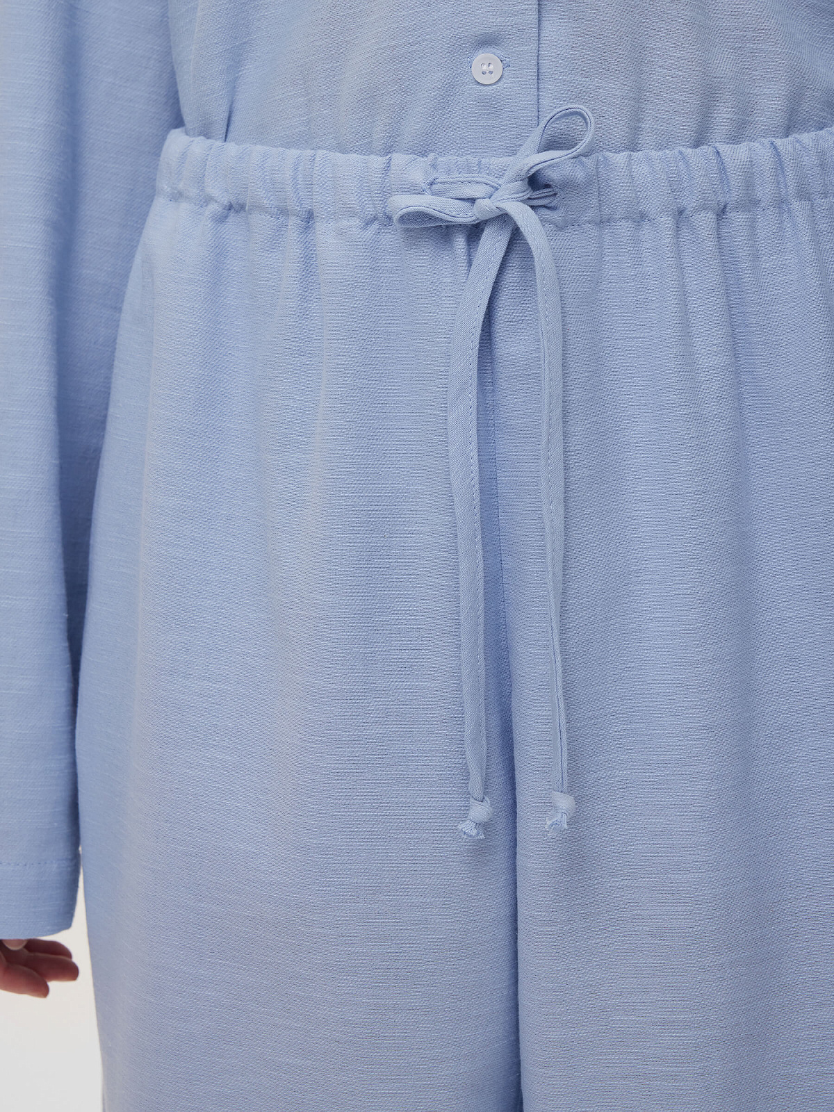 2463р4925рБрюки из льняной ткани на резинке 0178, голубой