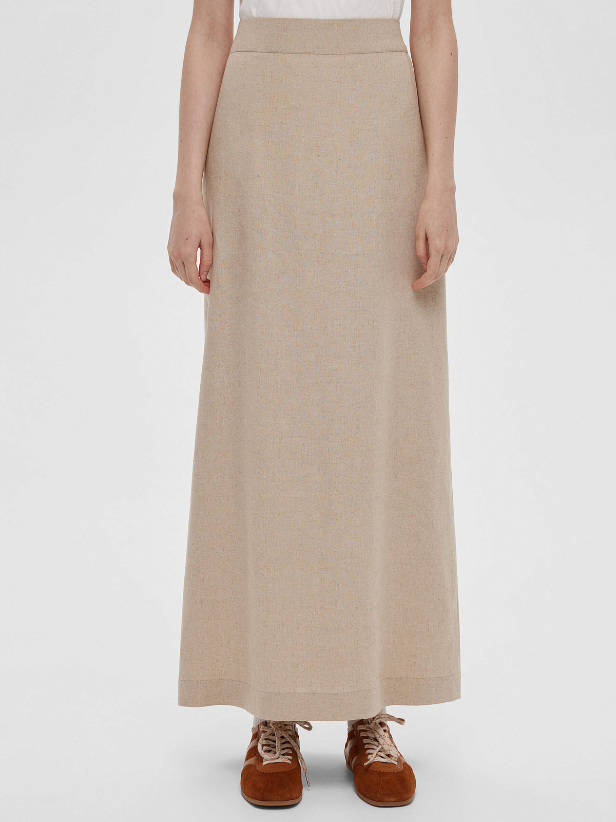 2463р4925рЮбка макси из льна 0189, бежевый