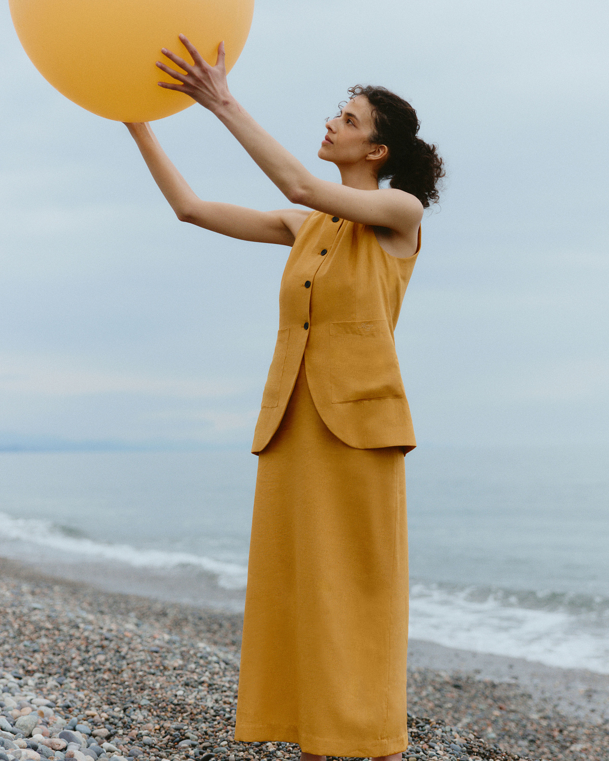 2463р4925рЮбка макси из льна 0189, оранжевый