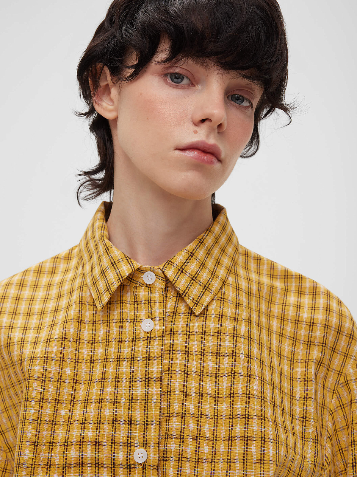 Рубашка укороченная из хлопка 0183, желтый