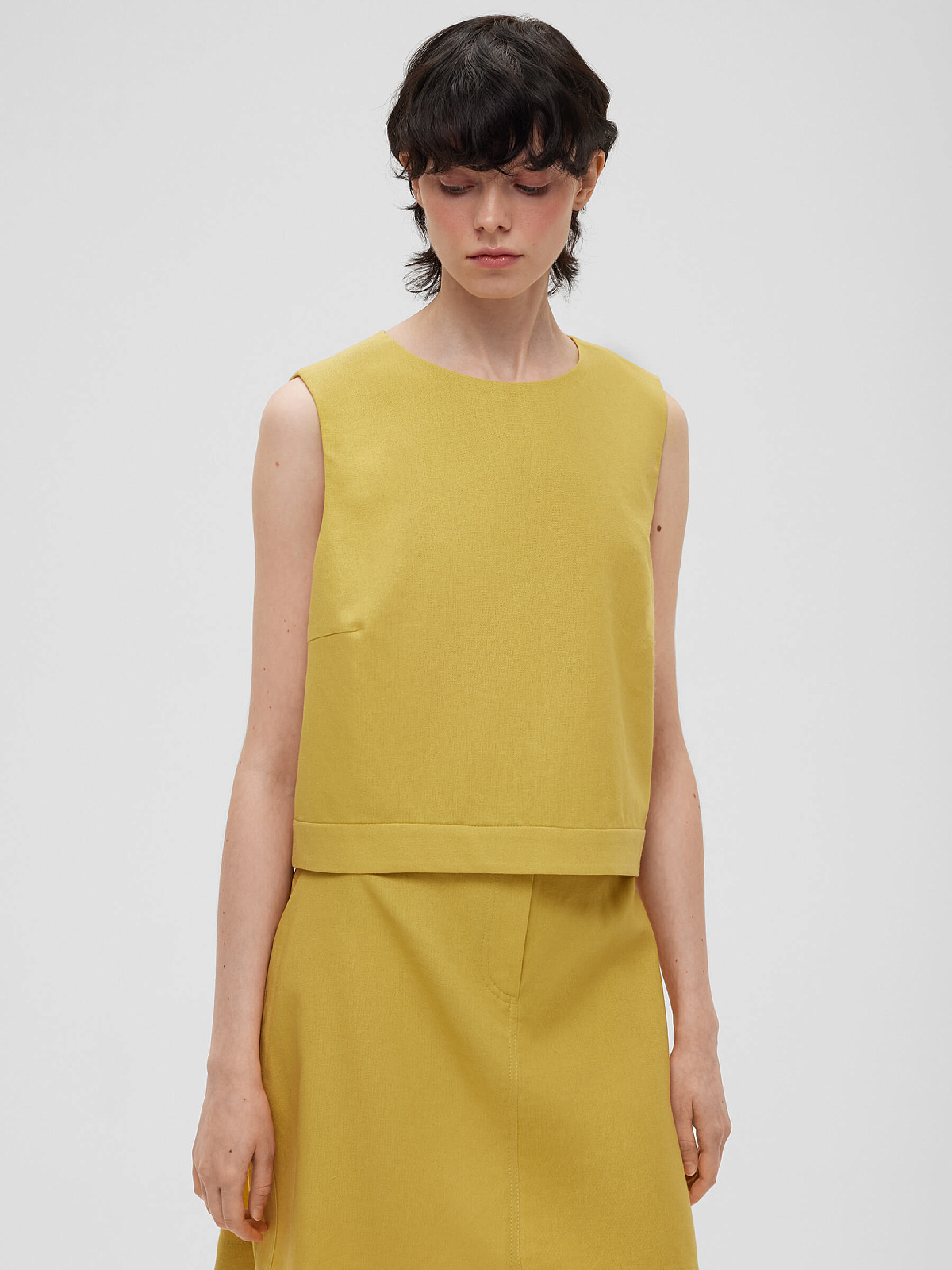 1638р3275рТоп из льняной ткани 0190, желтый
