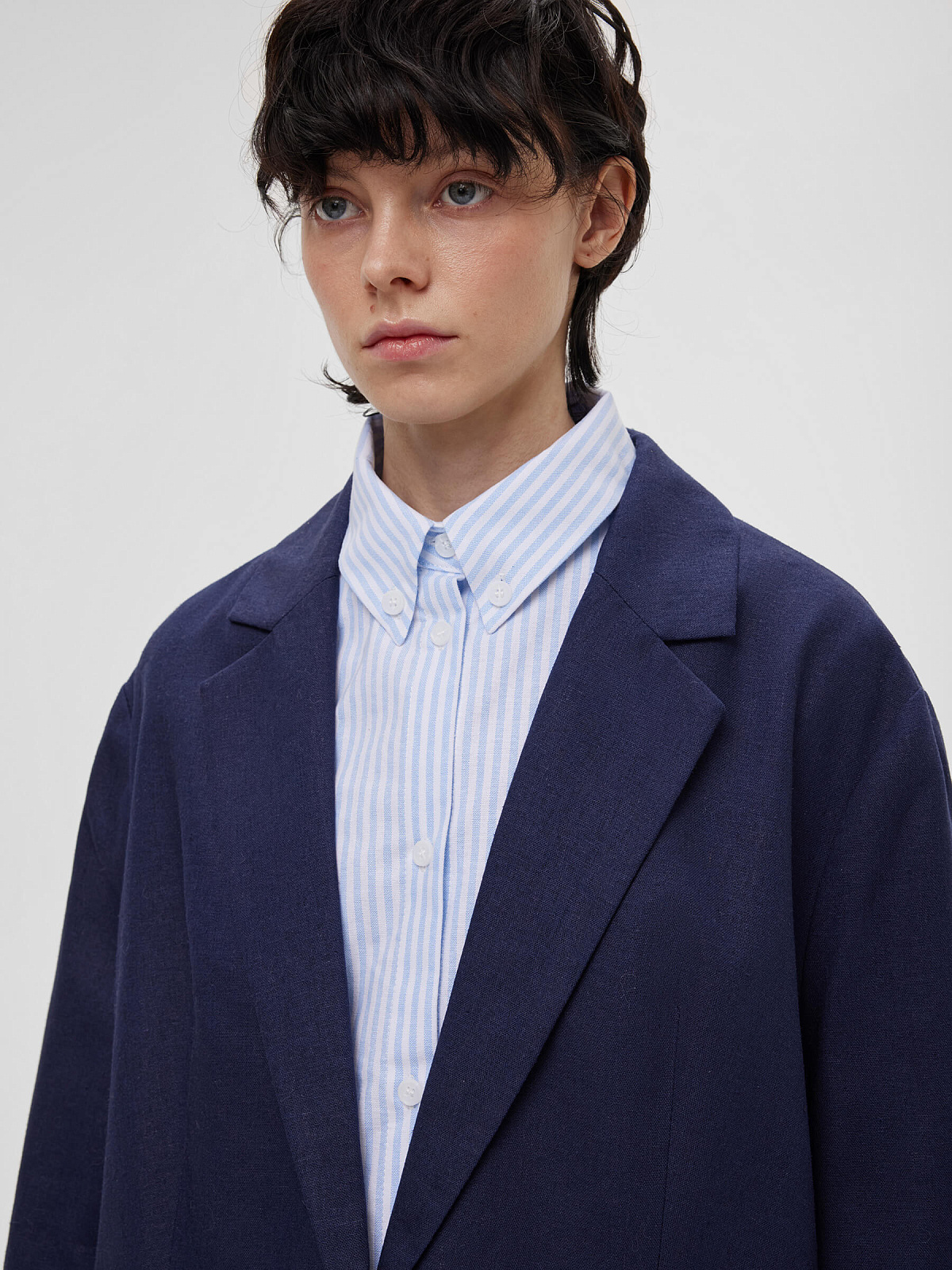 4663р9935рЖакет из льняной ткани 0192, синий