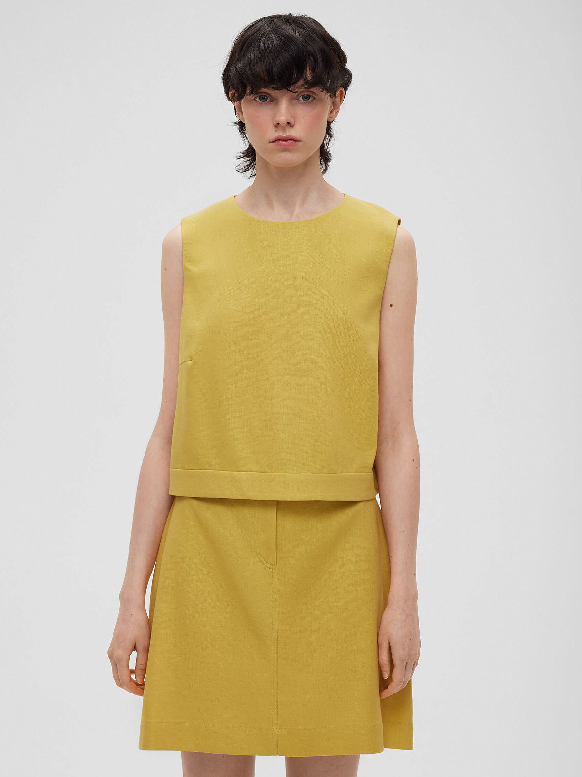 1638р3275рТоп из льняной ткани 0190, желтый