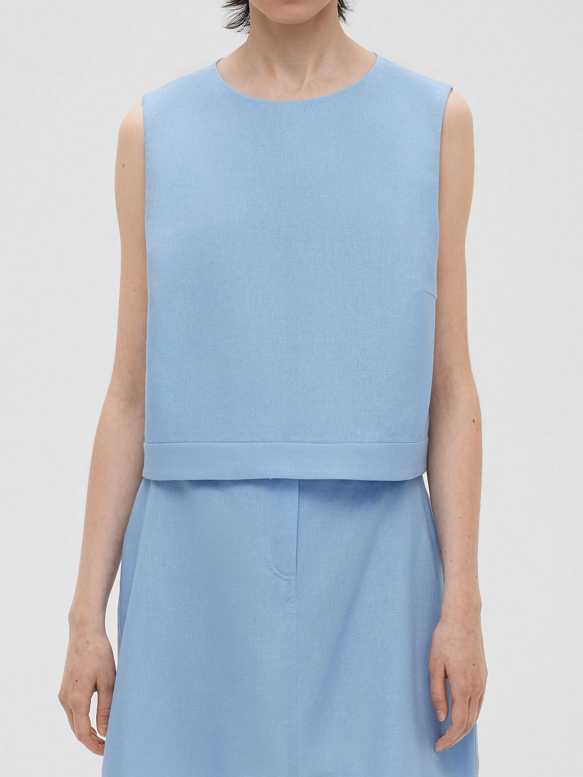 1638р3275рТоп из льняной ткани 0190, голубой