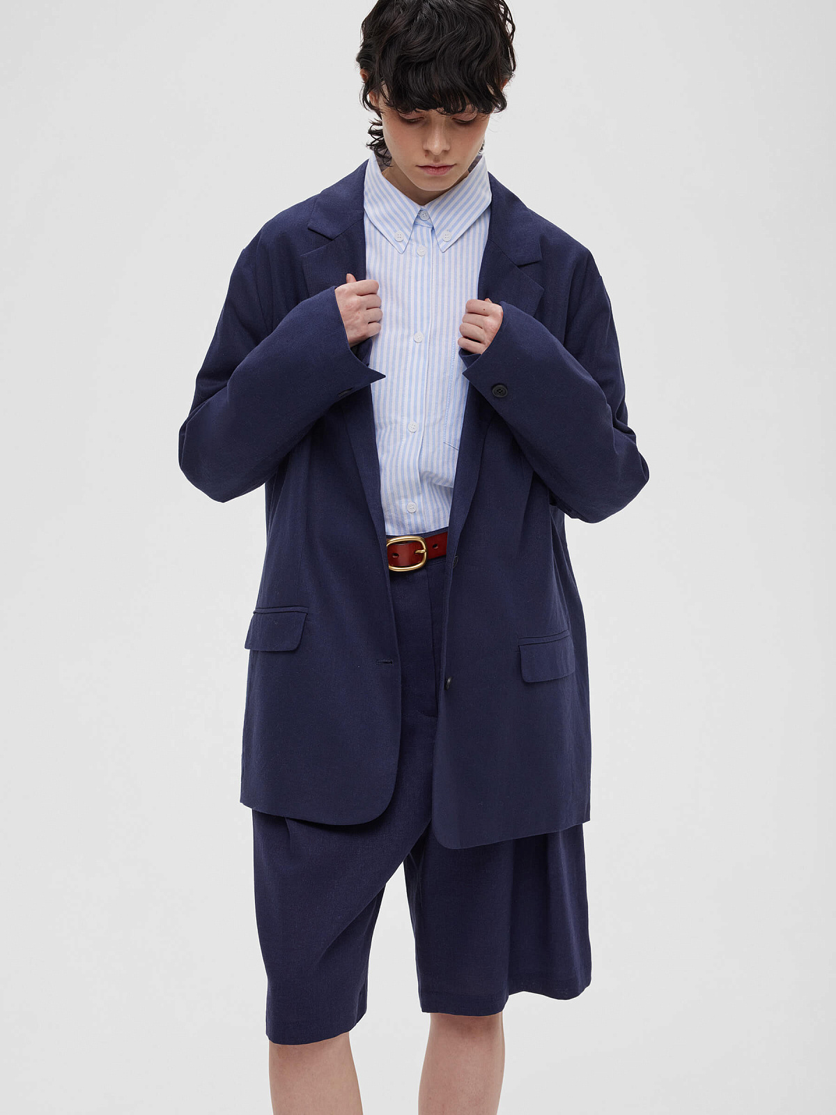 4663р9935рЖакет из льняной ткани 0192, синий