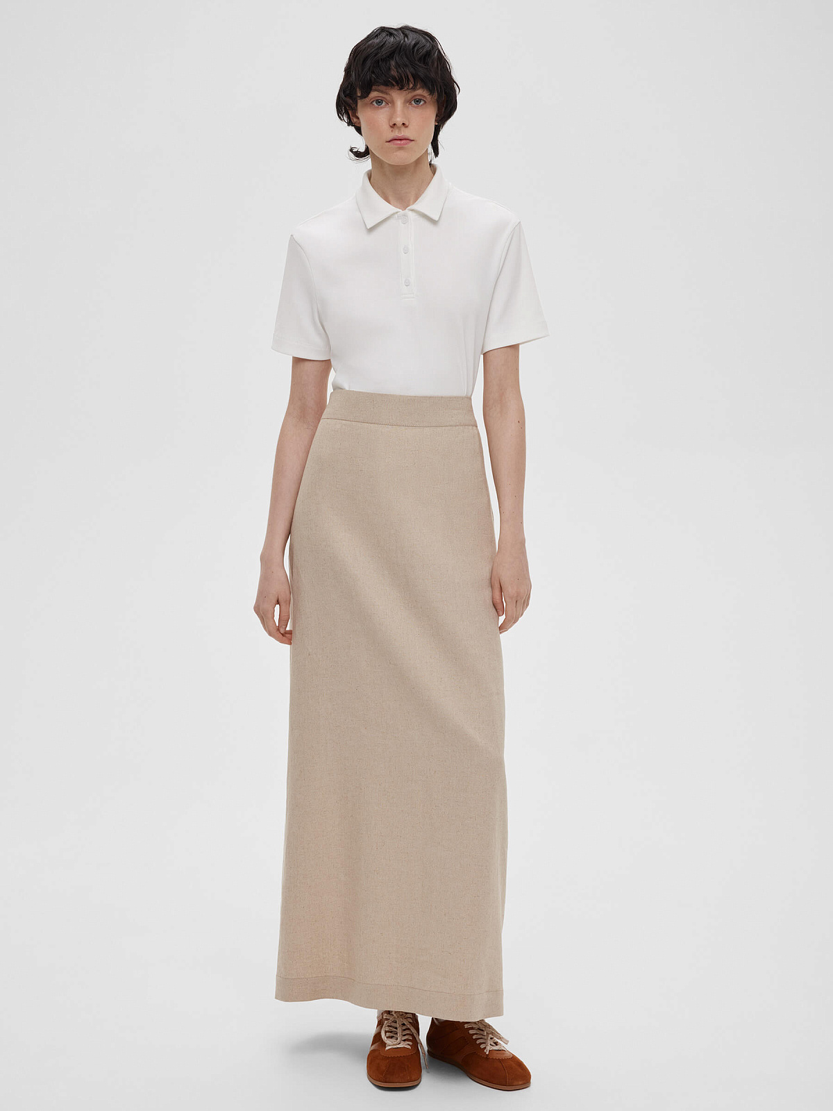 2463р4925рЮбка макси из льна 0189, бежевый