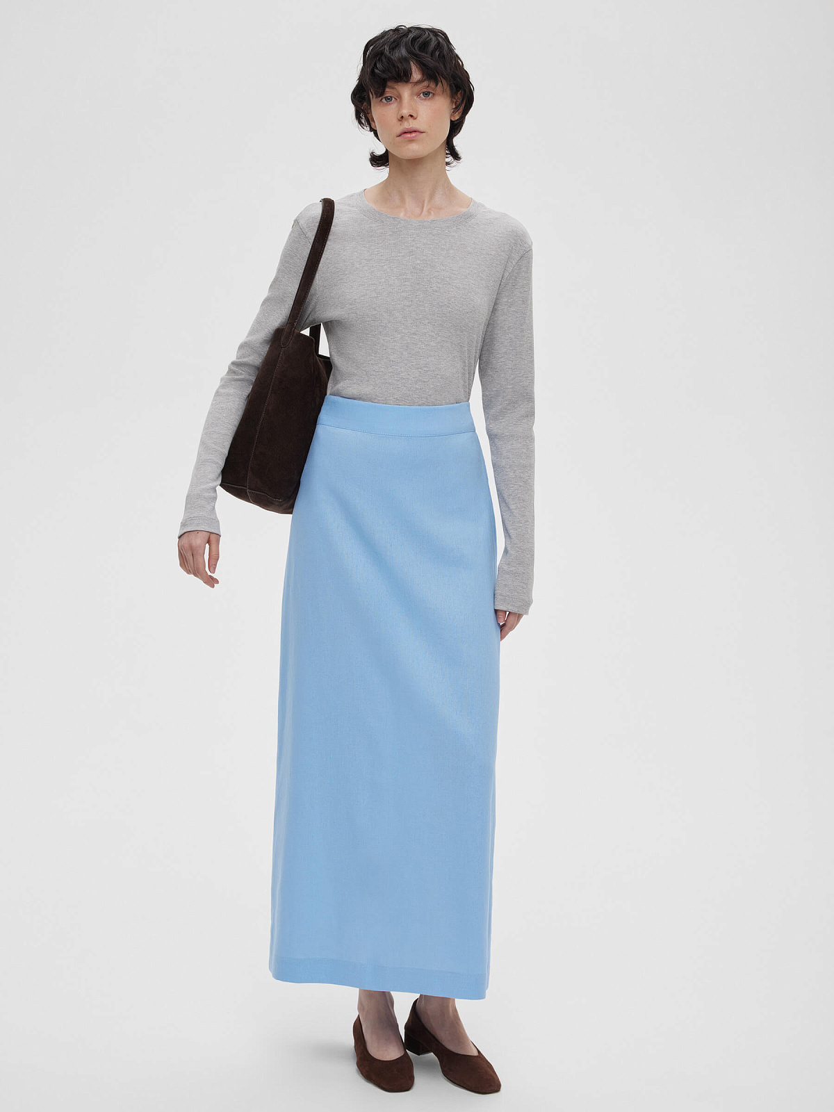 2463р4925рЮбка макси из льна 0189, голубой