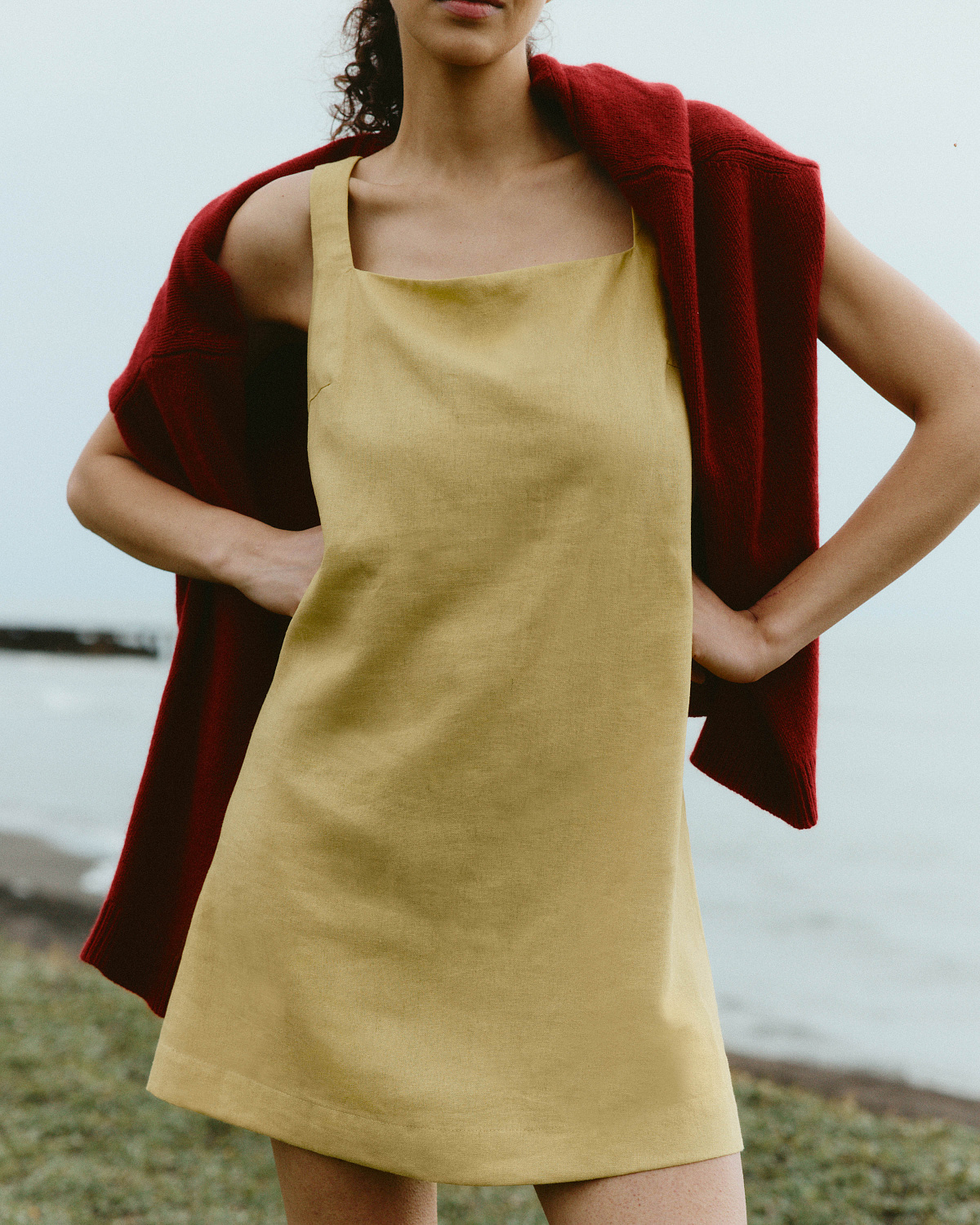 2463р4925рПлатье мини из льняной ткани 0191, желтый