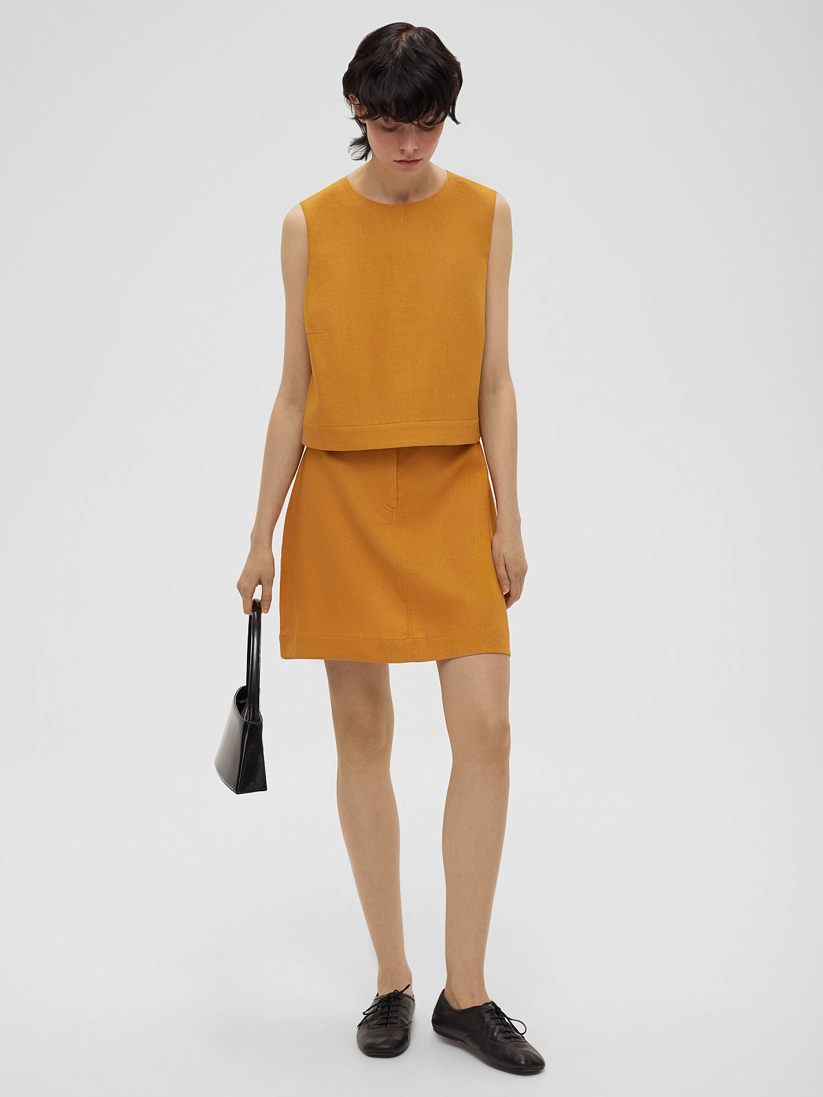 1638р3275рТоп из льняной ткани 0190, оранжевый