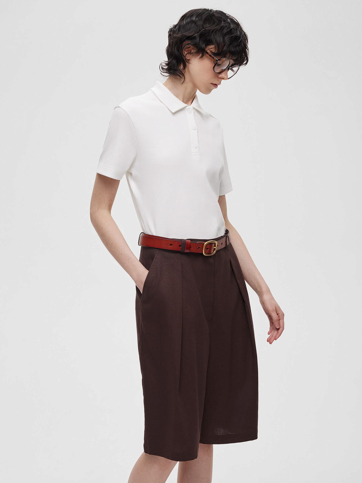 2406р4375рШорты-бермуды из льна 0196, коричневый