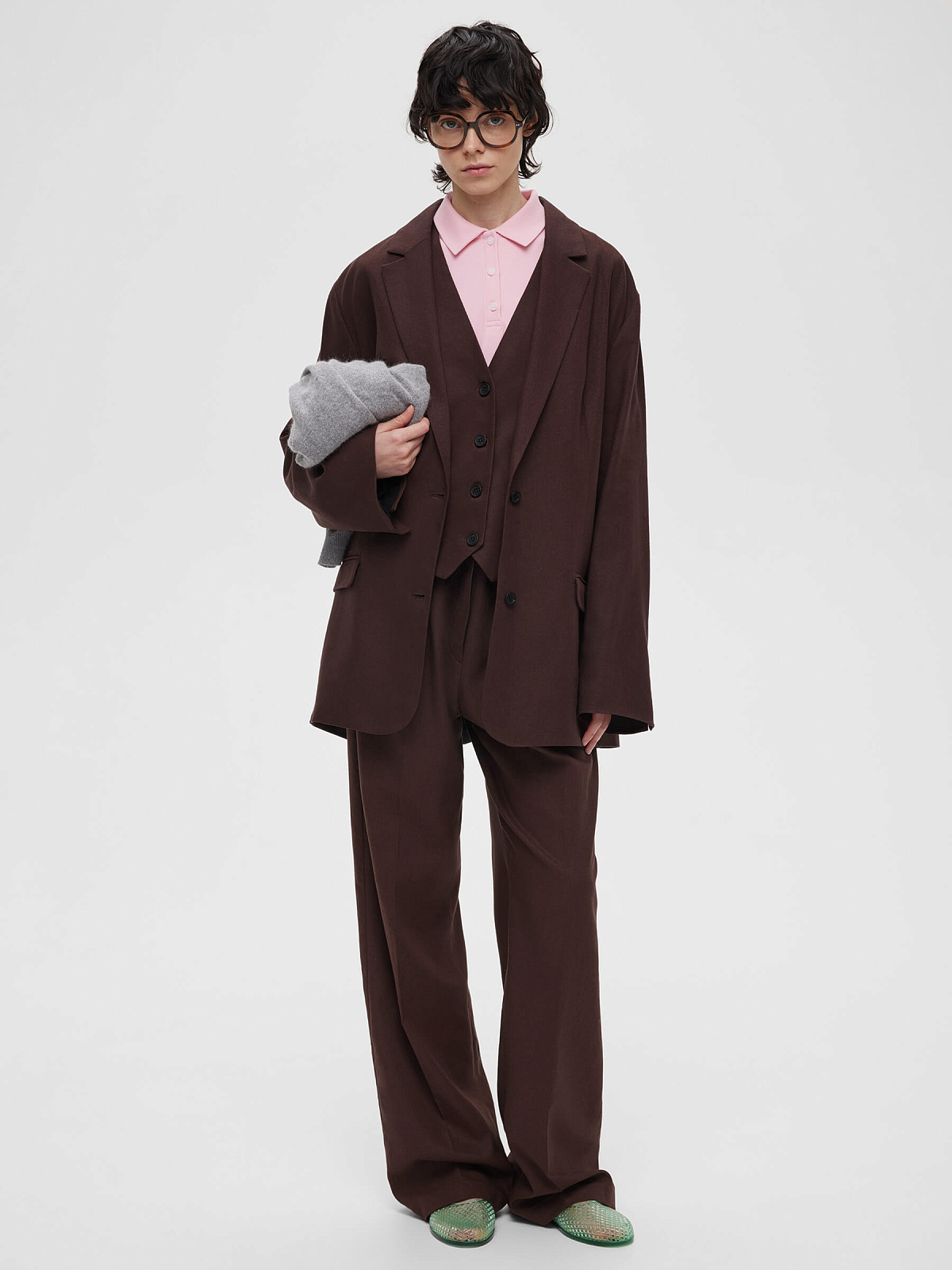 4663р9935рЖакет из льняной ткани 0192, коричневый