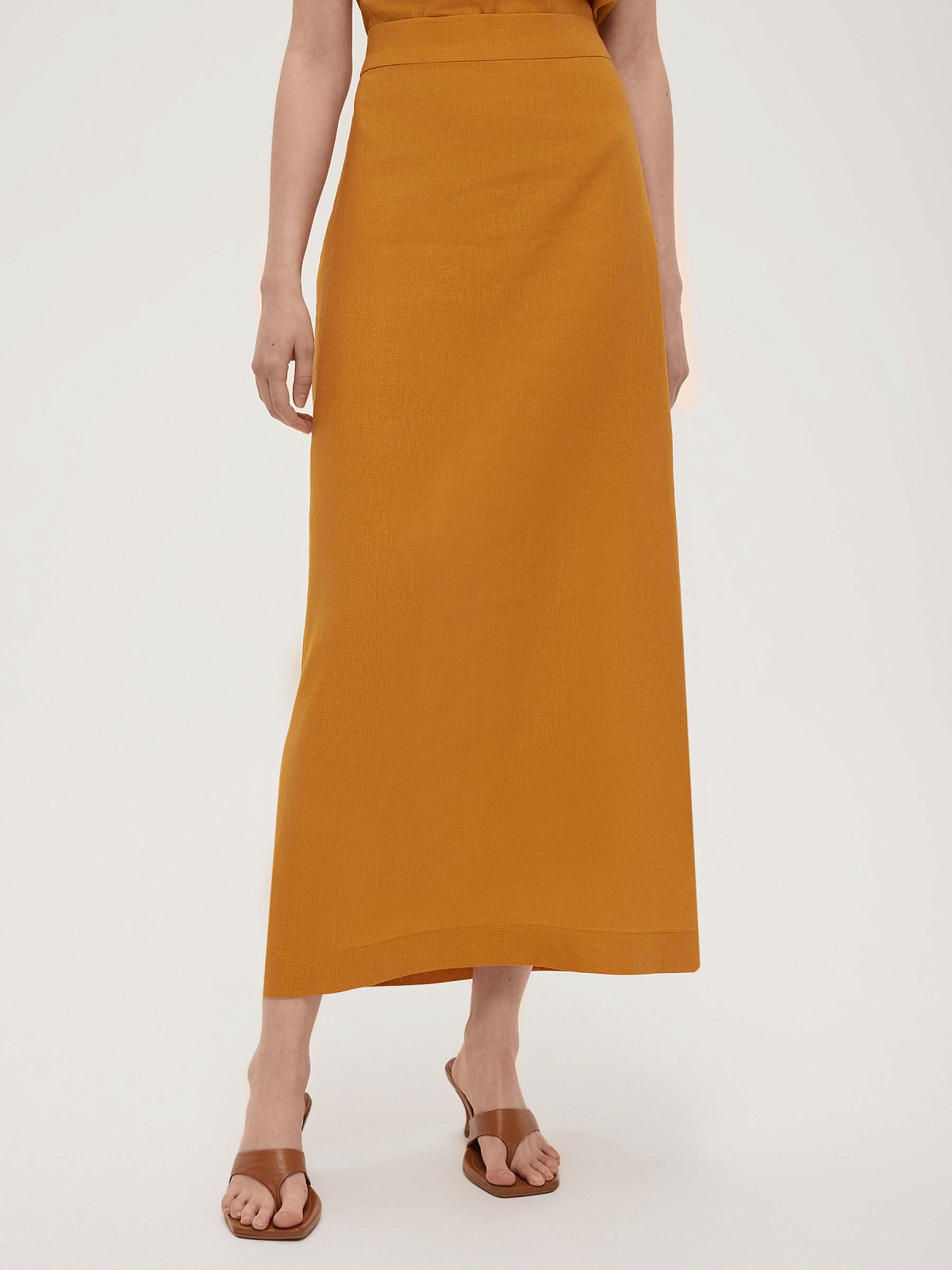 2463р4925рЮбка макси из льна 0189, оранжевый