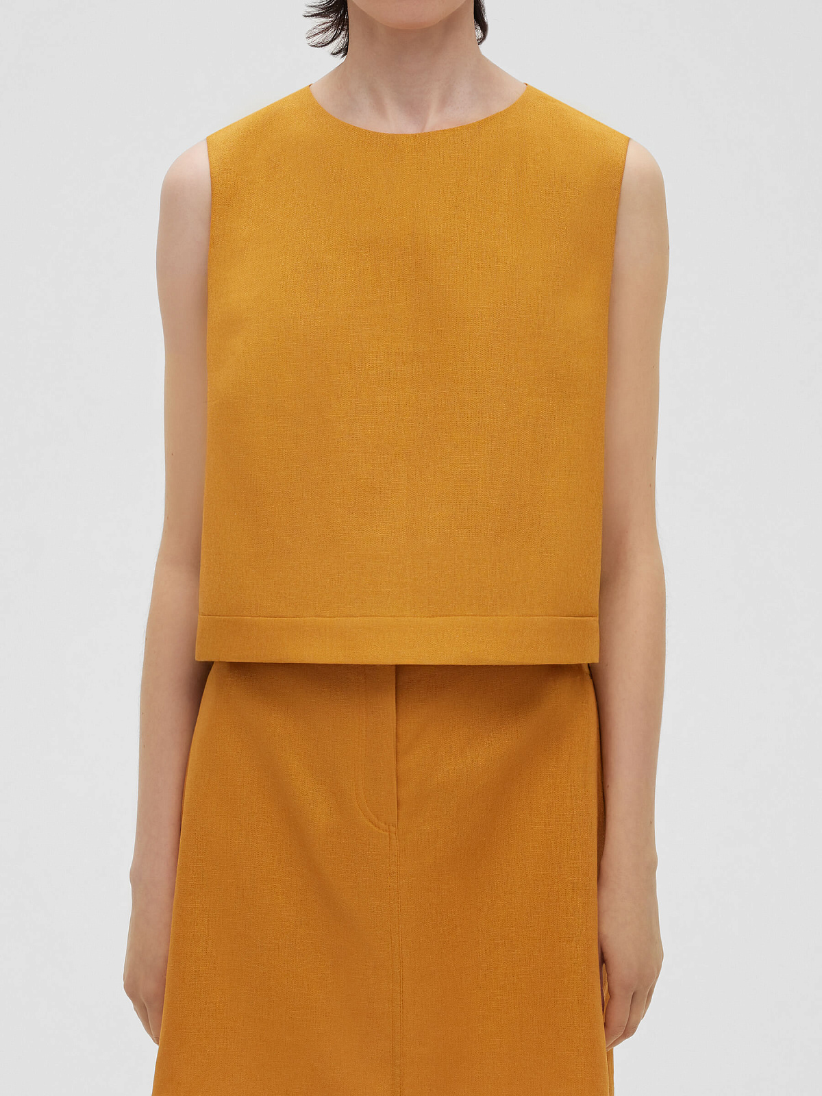 1638р3275рТоп из льняной ткани 0190, оранжевый