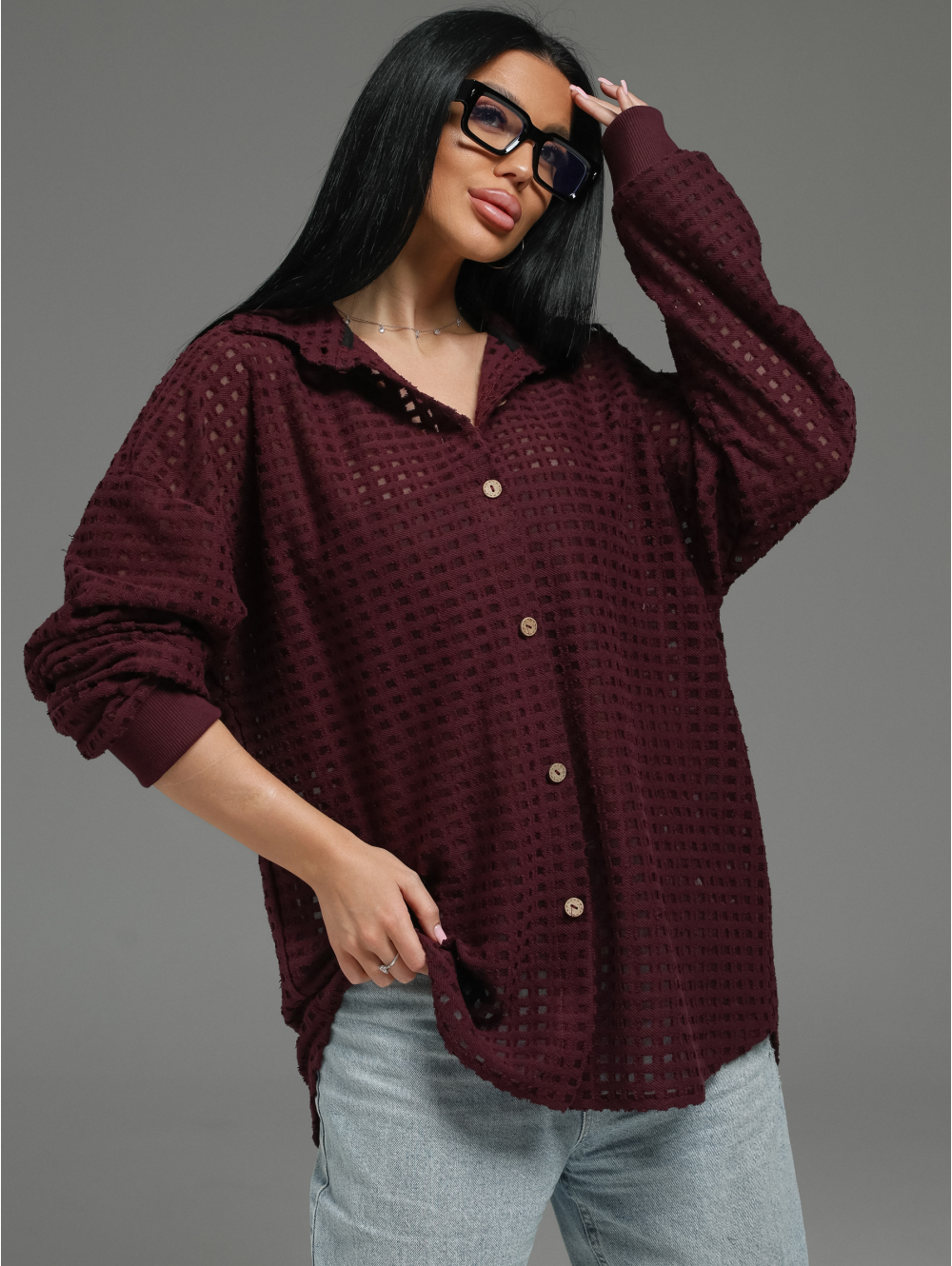 Стелла рубашка женская (бордо)