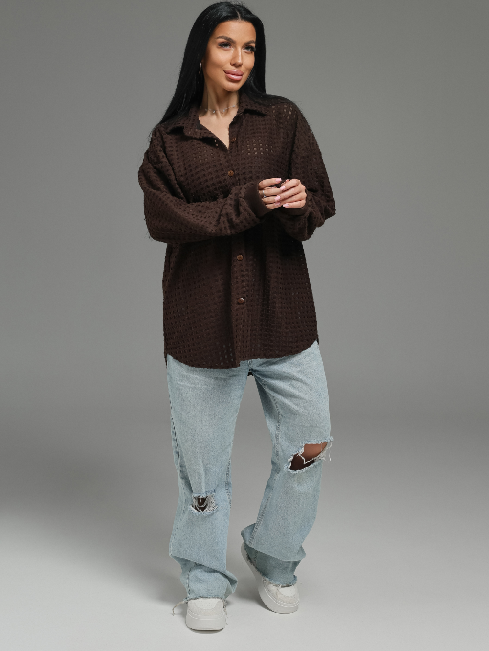 Стелла рубашка женская (шоколад)