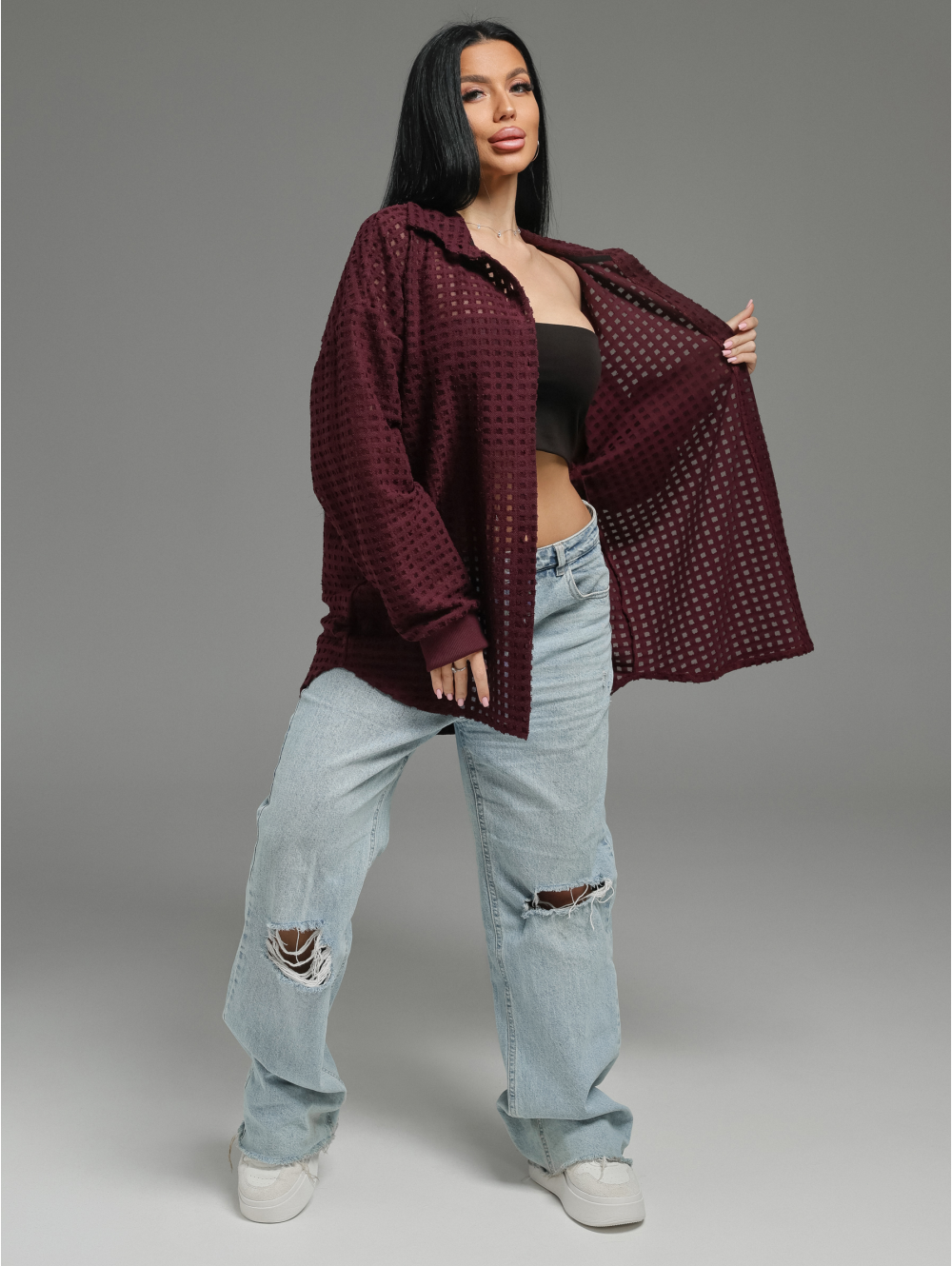 Стелла рубашка женская (бордо)