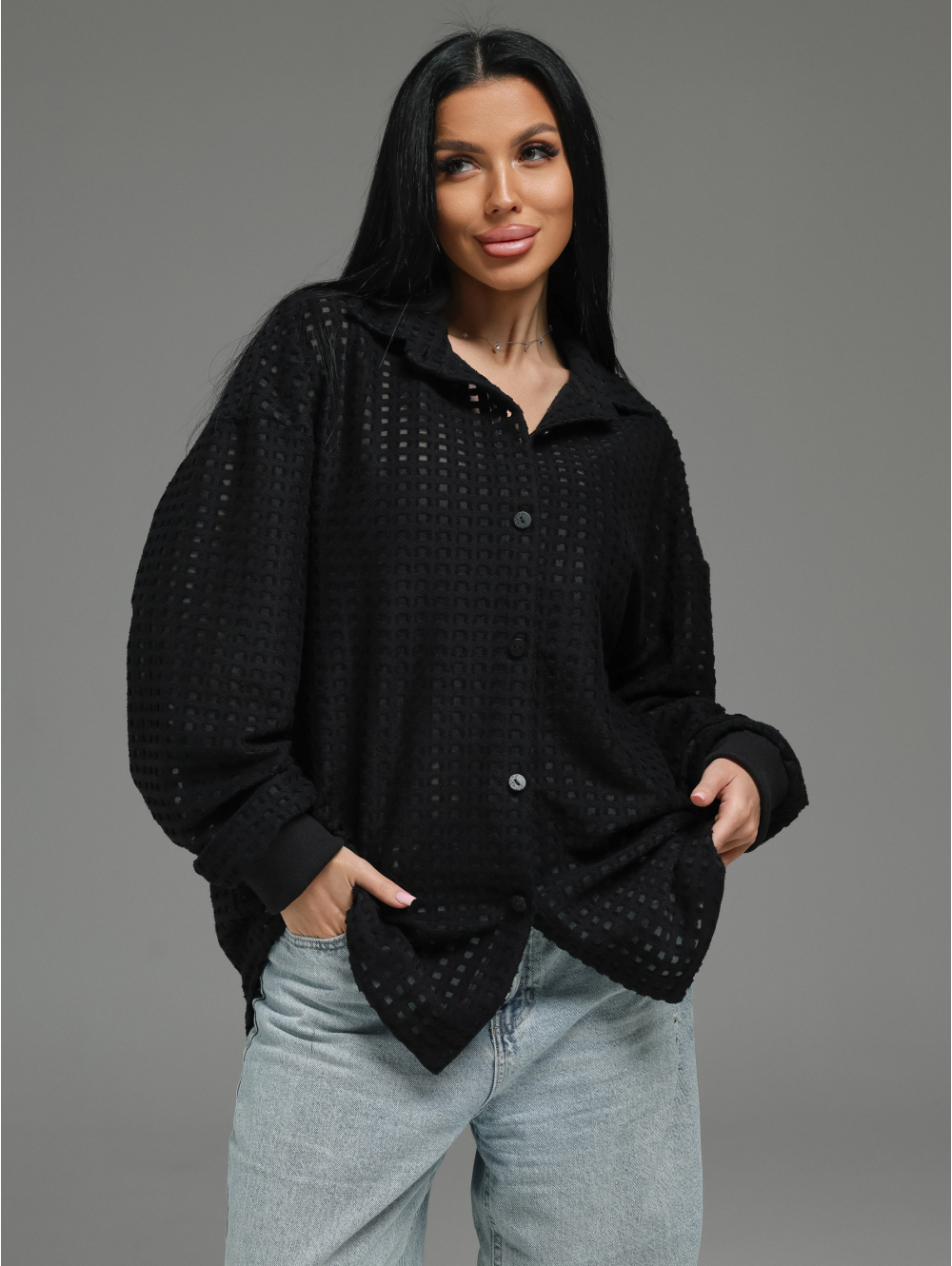 Стелла рубашка женская (черный)