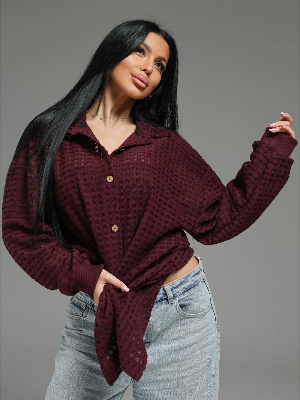 Стелла рубашка женская (бордо)
