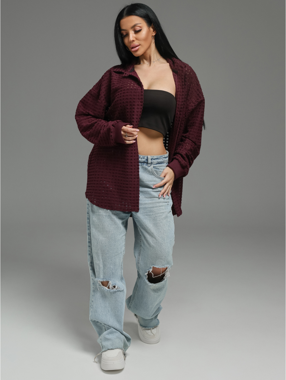 Стелла рубашка женская (бордо)