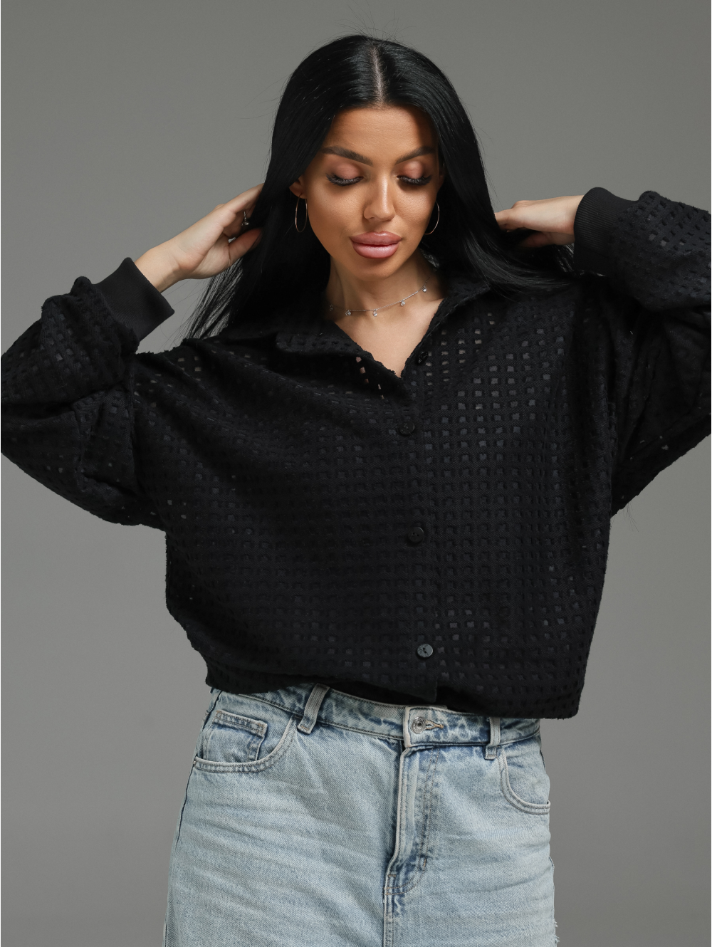 Стелла рубашка женская (черный)