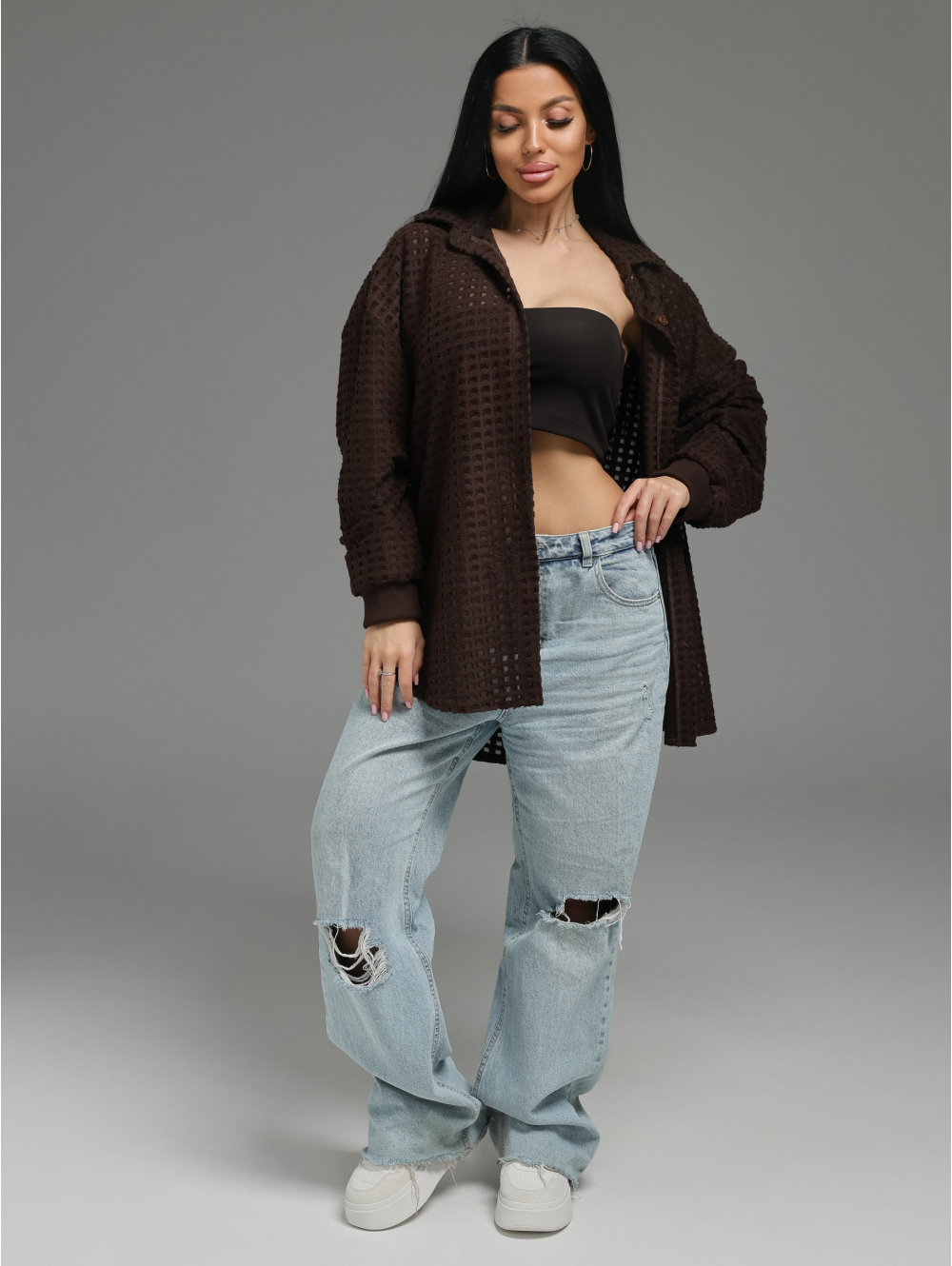 Стелла рубашка женская (шоколад)