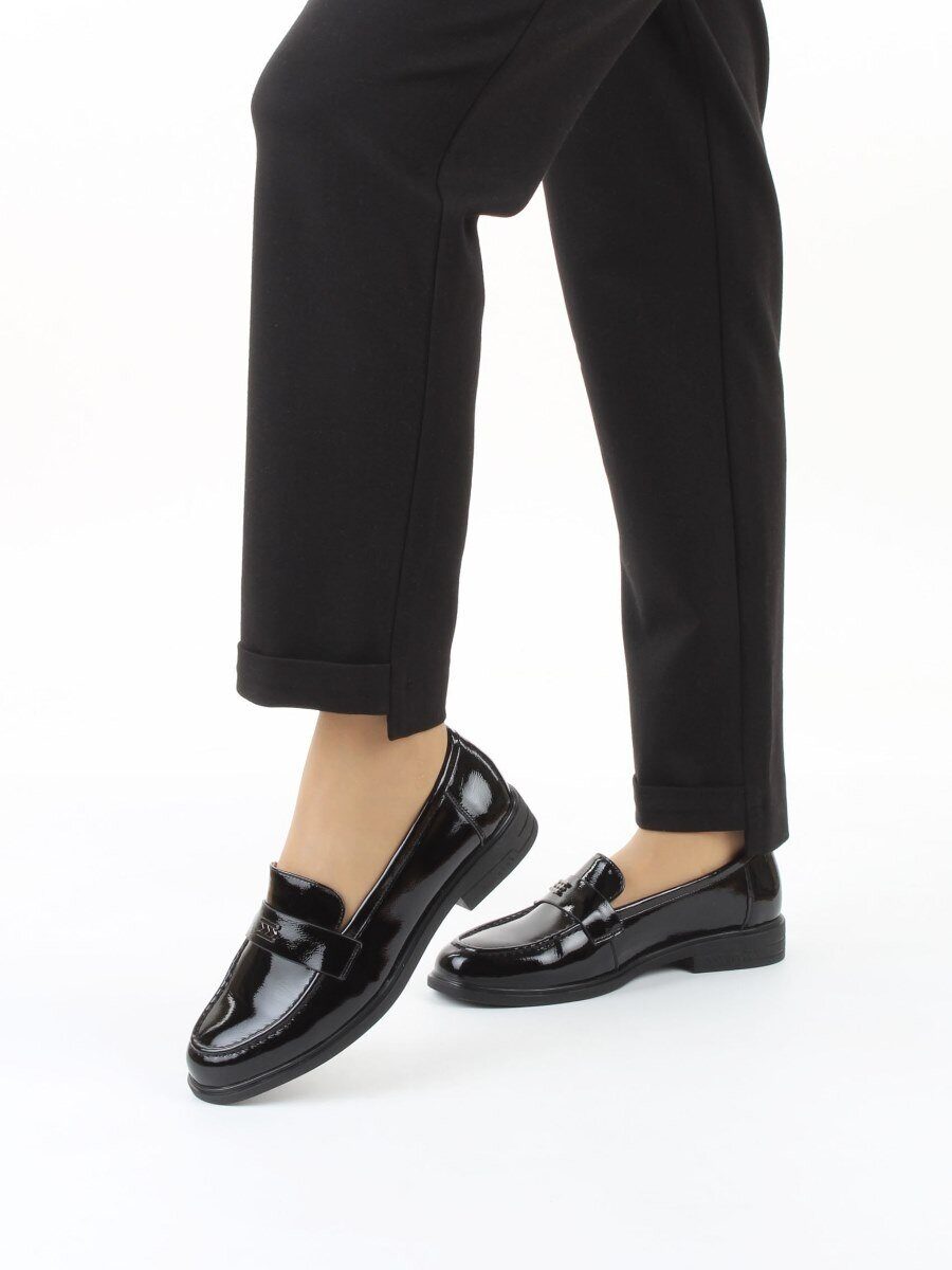 03-DEB55-2 BLACK Лоферы женские (натуральная кожа)