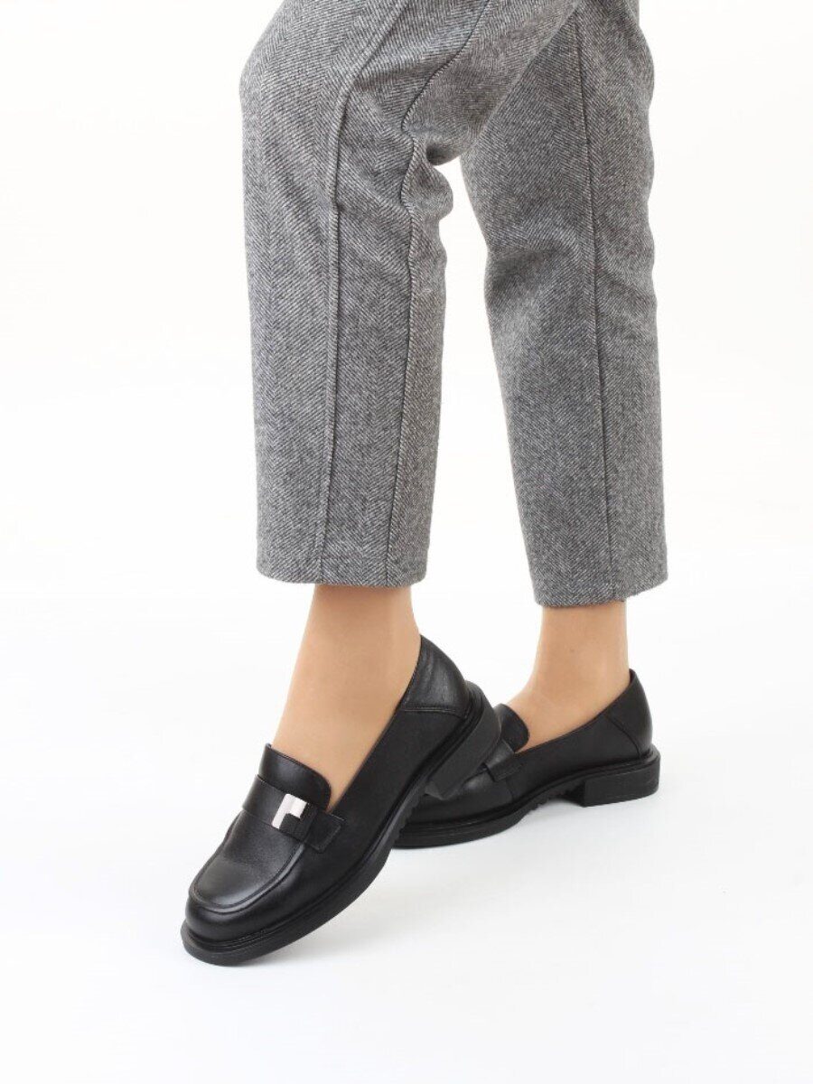 03-DEB58-1 BLACK Лоферы женские (натуральная кожа)