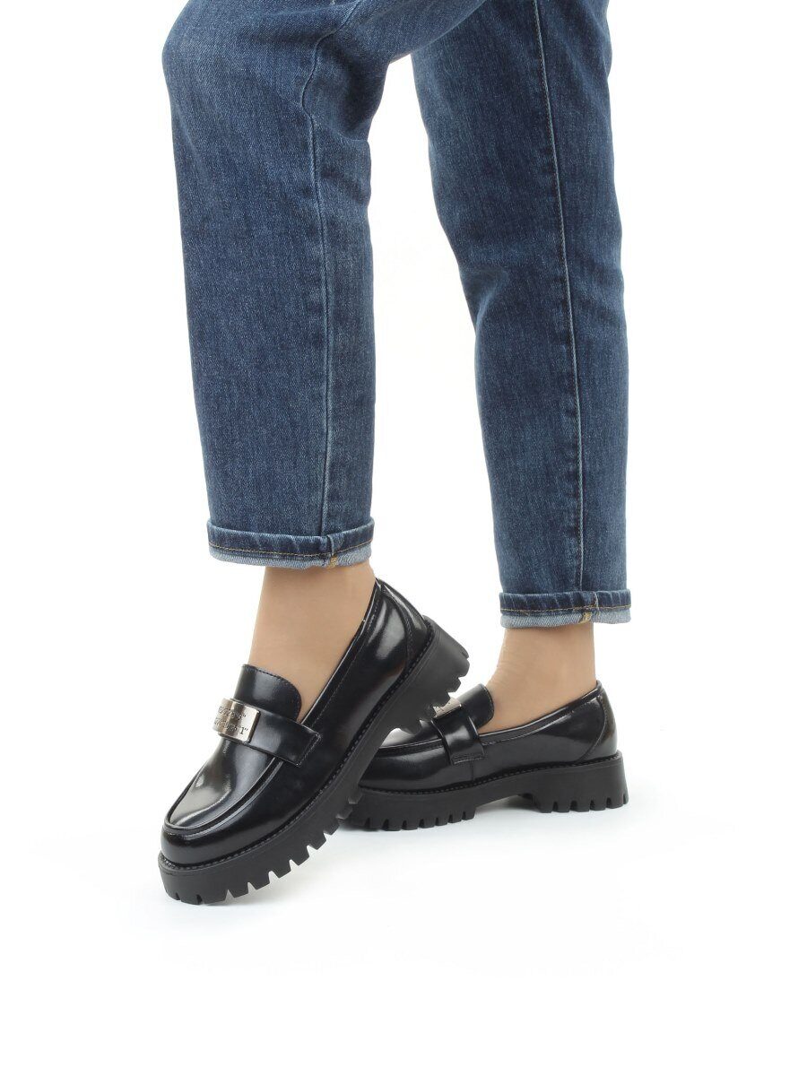03-S77-49 BLACK Лоферы женские (натуральная кожа)