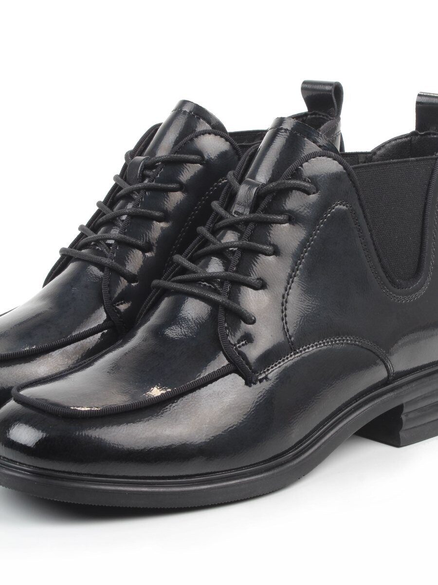 01-M43-22 BLACK Ботинки демисезонные женские (натуральная кожа, байка)