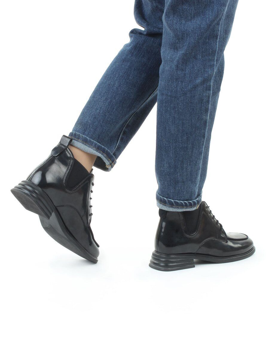 01-M43-22 BLACK Ботинки демисезонные женские (натуральная кожа, байка)