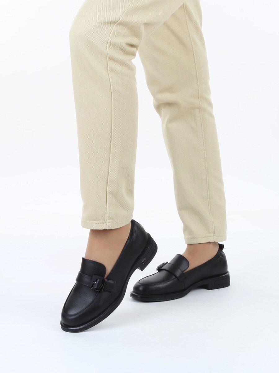 03-PDEB102-1 BLACK Лоферы женские (натуральная кожа)