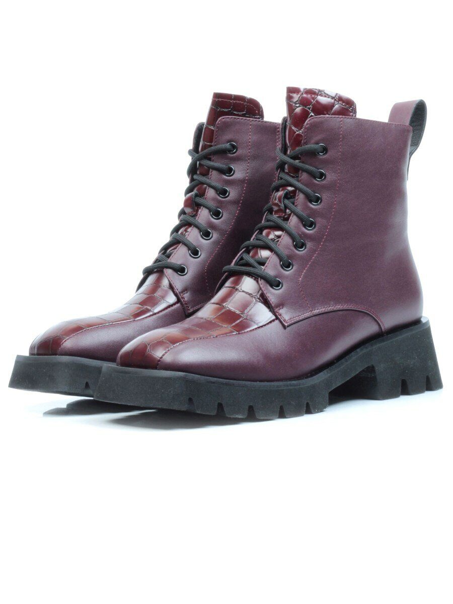01-CG34-2 WINE Ботинки демисезонные женские (натуральная кожа, байка)
