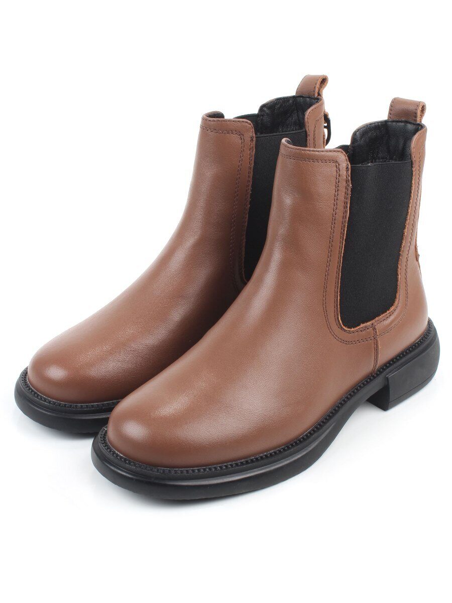 01-XKL21-137R BROWN Ботинки демисезонные женские (натуральная кожа, байка)