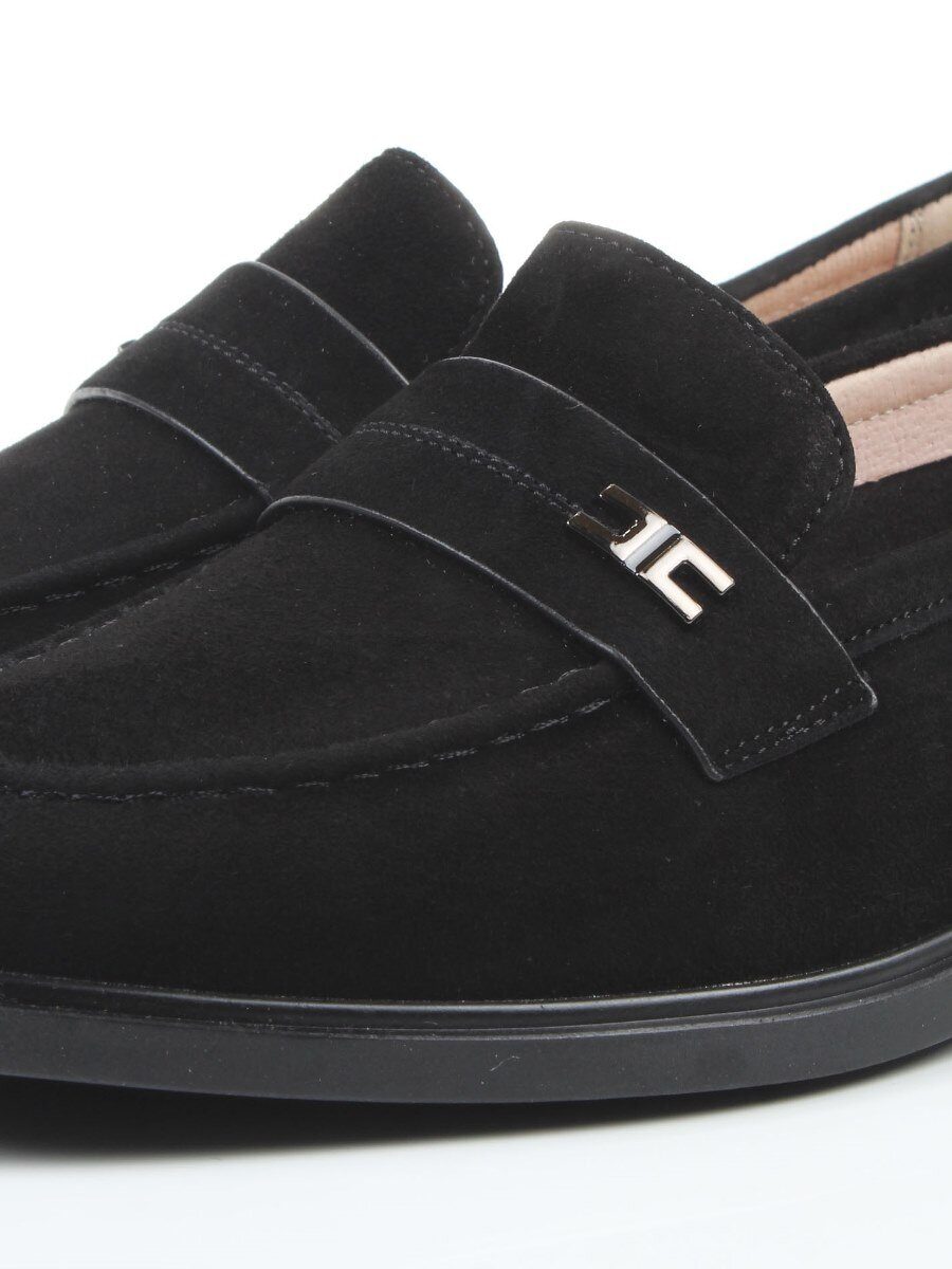 03-DEB17-2 BLACK Лоферы женские (натуральная замша)