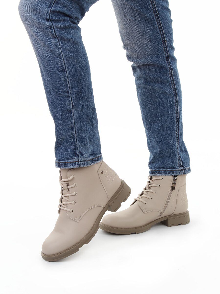 01-M43-15 BEIGE Ботинки демисезонные женские (натуральная кожа)