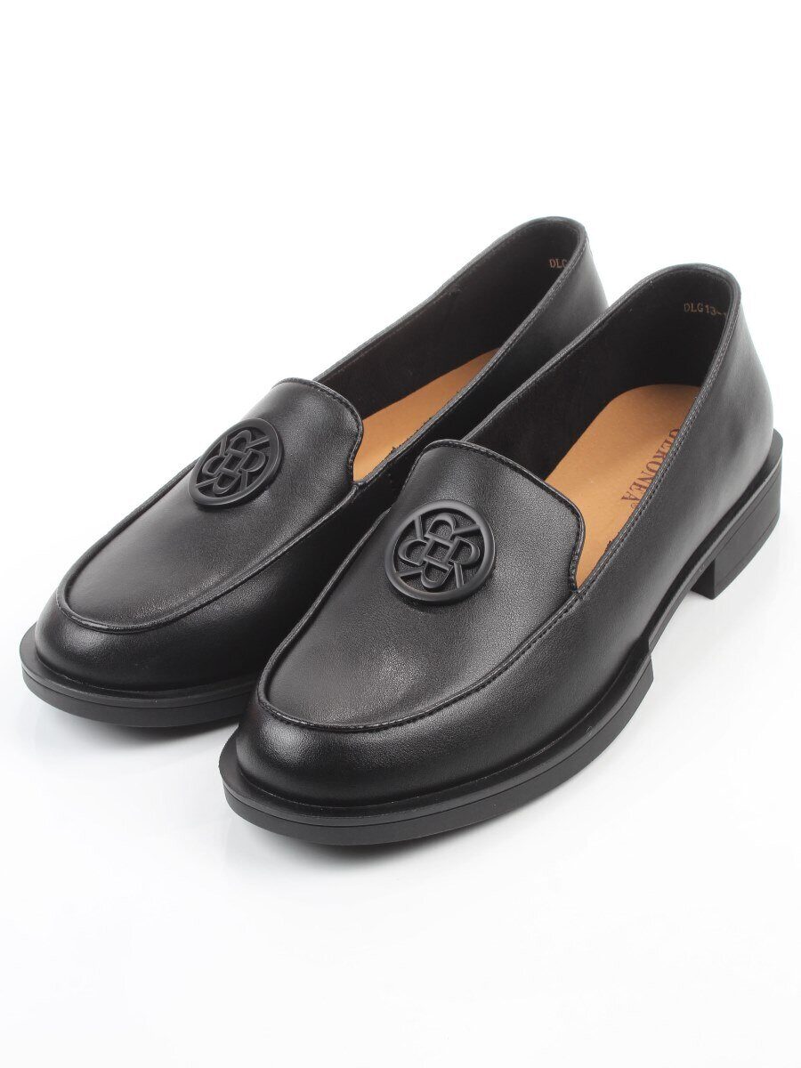 03-DLG13-1 BLACK Лоферы женские (натуральная кожа)