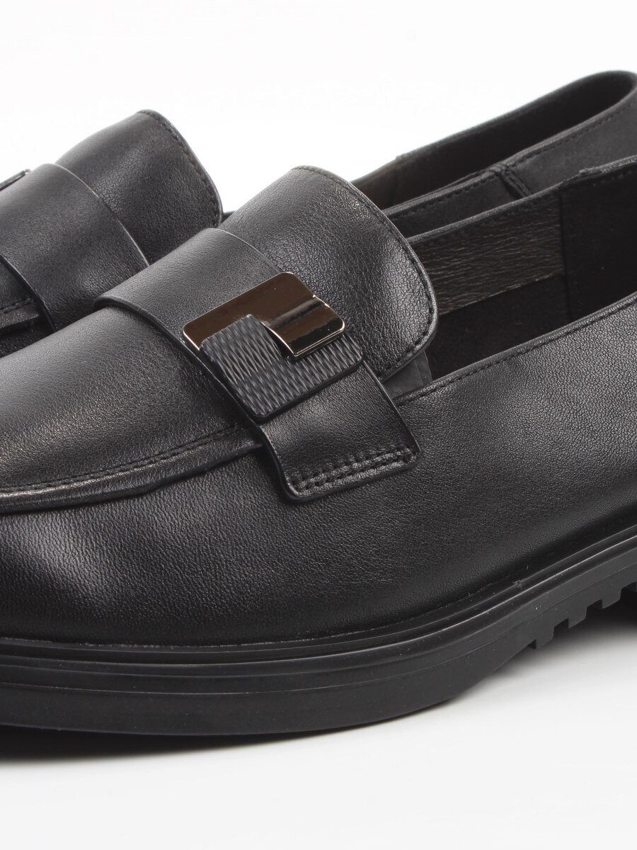 03-DEB58-1 BLACK Лоферы женские (натуральная кожа)