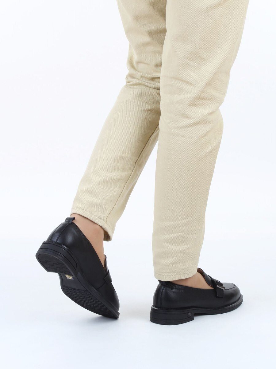 03-PDEB102-1 BLACK Лоферы женские (натуральная кожа)