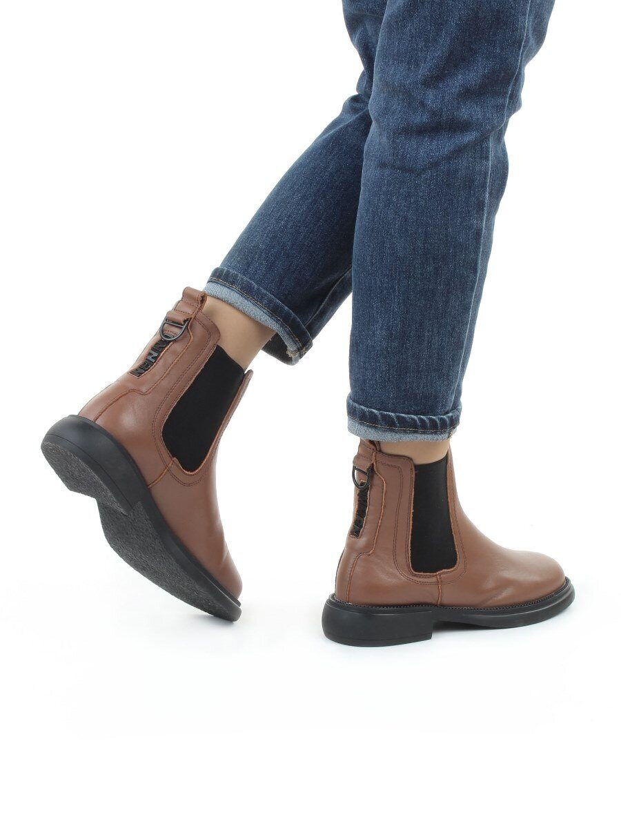 01-XKL21-137R BROWN Ботинки демисезонные женские (натуральная кожа, байка)