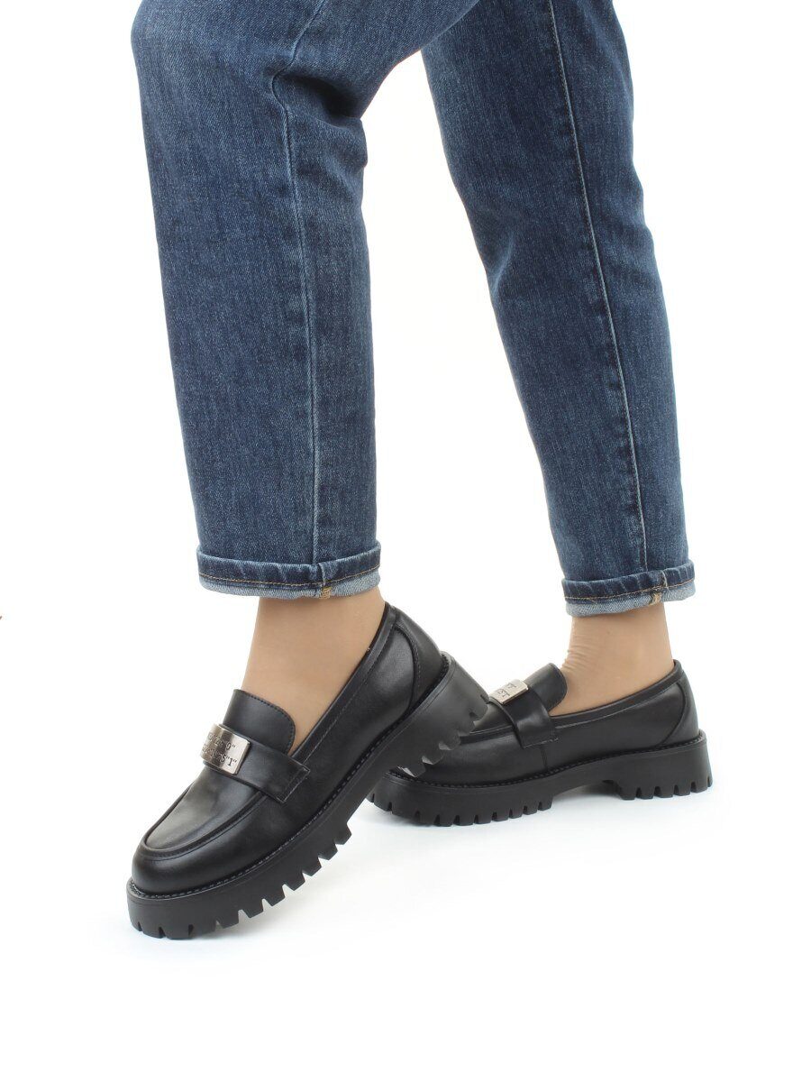 03-S77-48 BLACK Лоферы женские (натуральная кожа)