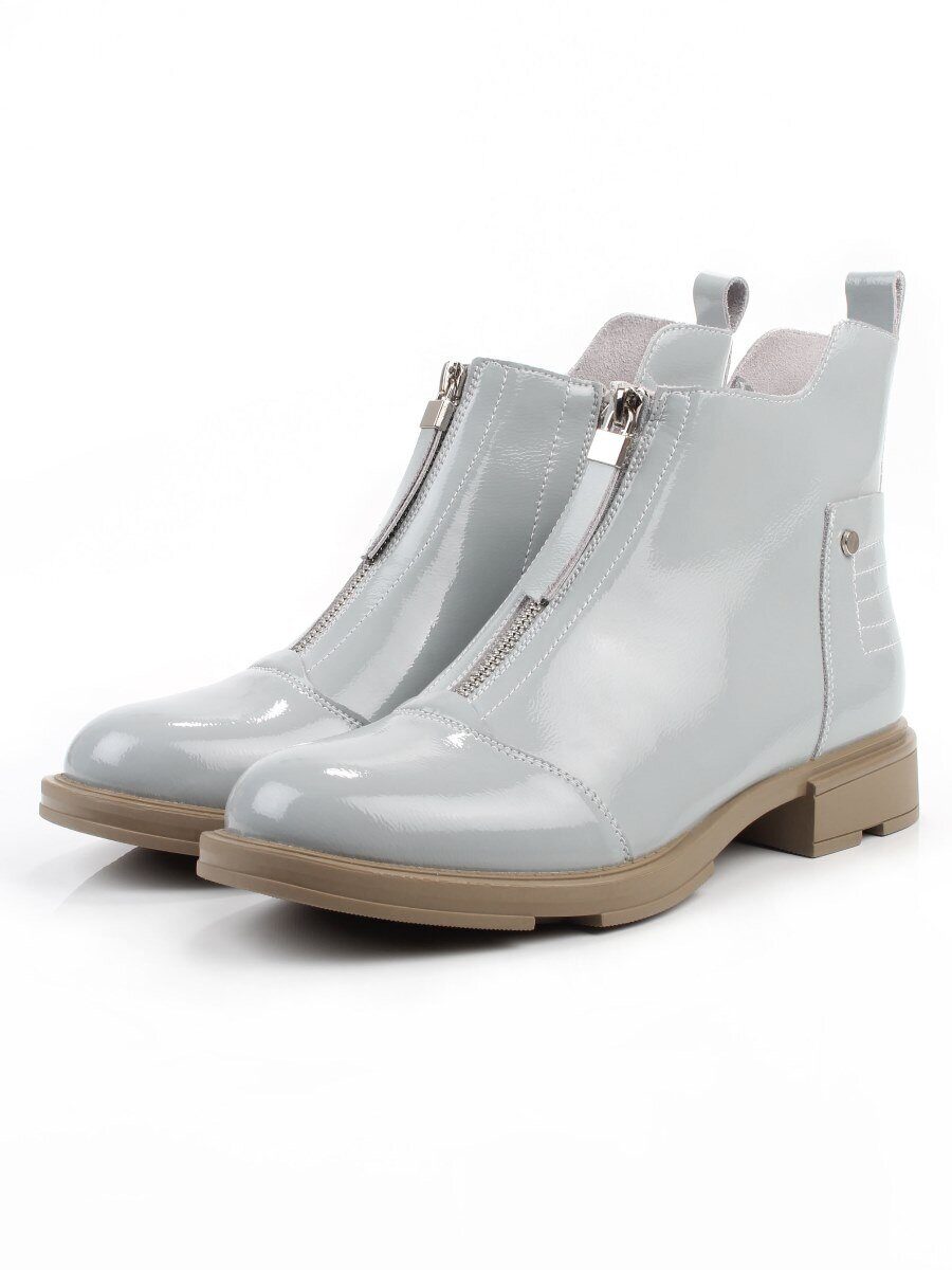 01-M43-9 GRAY/LT. BLUE Ботинки демисезонные женские (натуральная кожа)