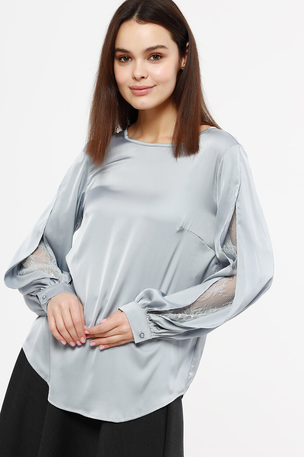 ст. цена1518руб.! VISERDI Блузка 10179-сер 210915серый
