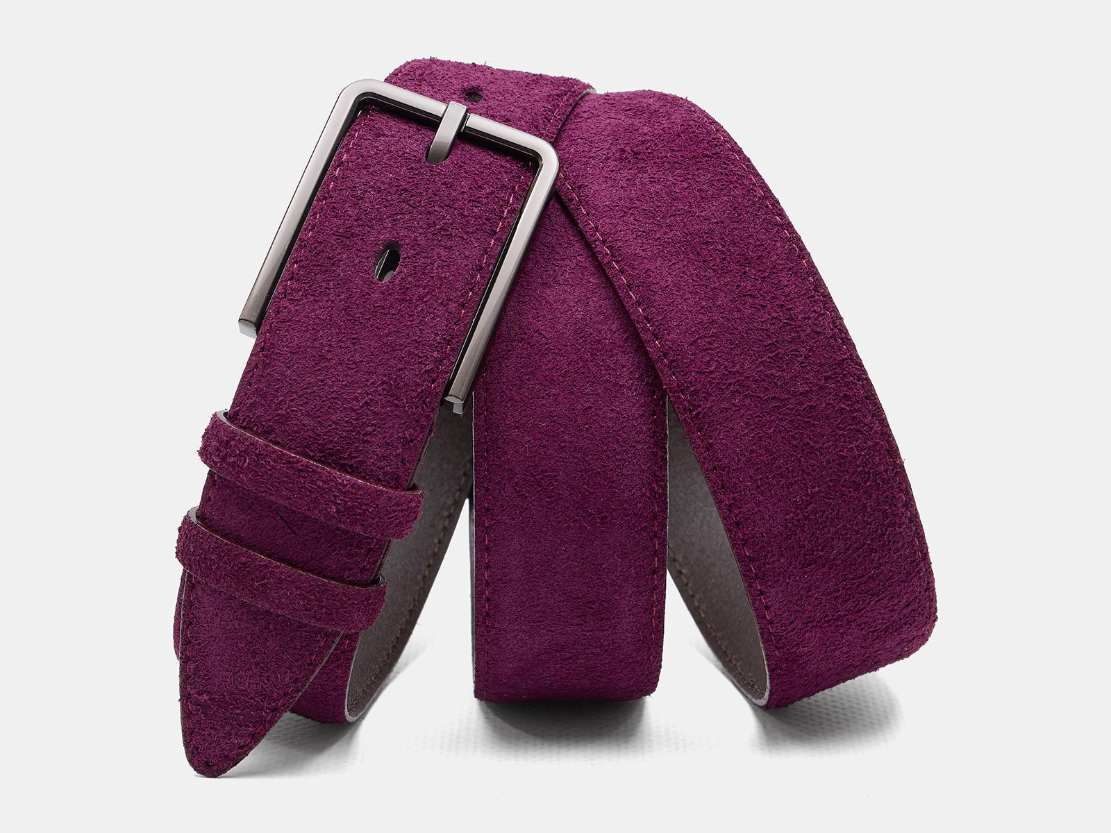 Кожаный фиолетовый мужской классический ремень ZM35-06