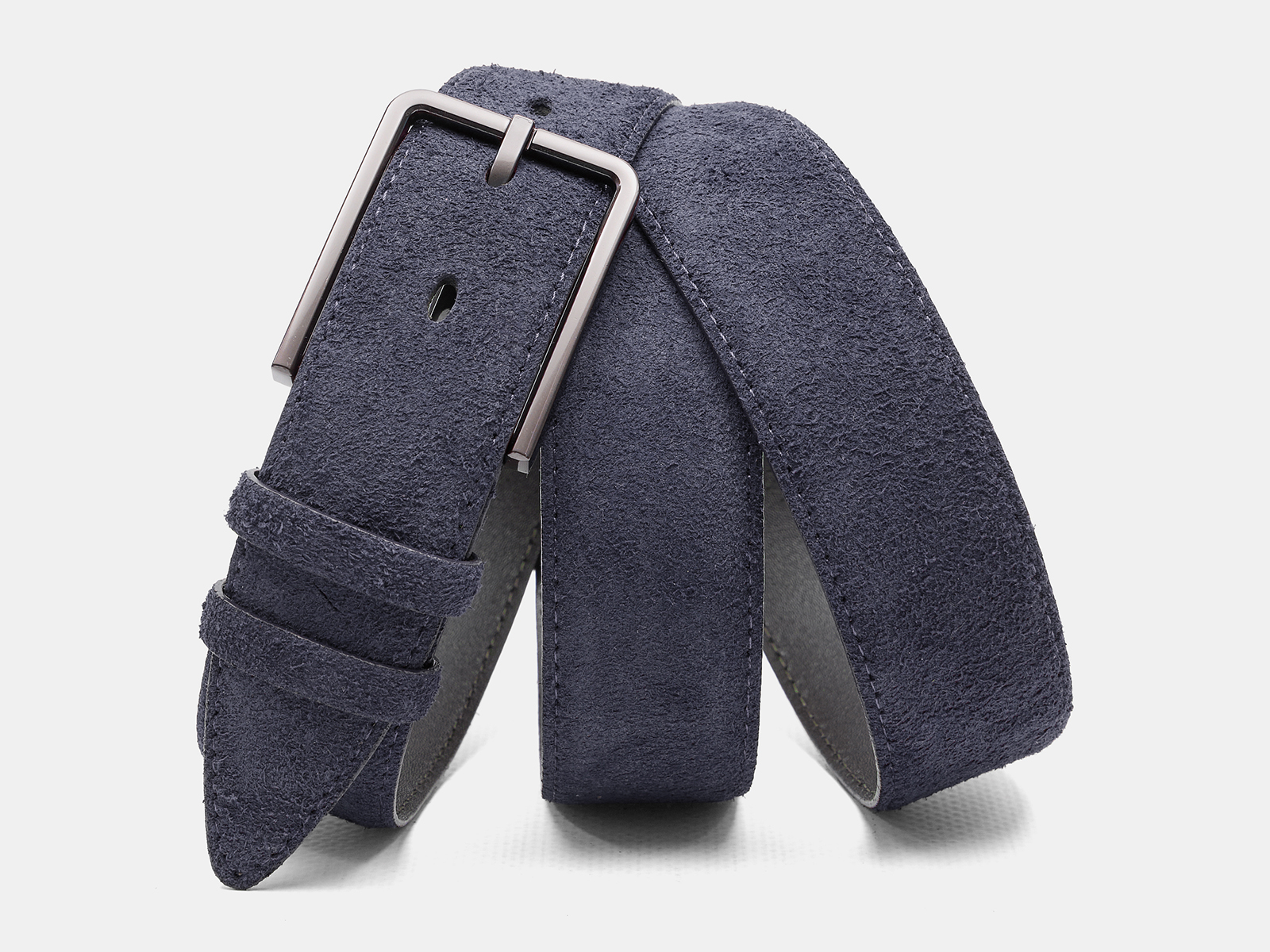 Кожаный серый мужской классический ремень ZM35-12