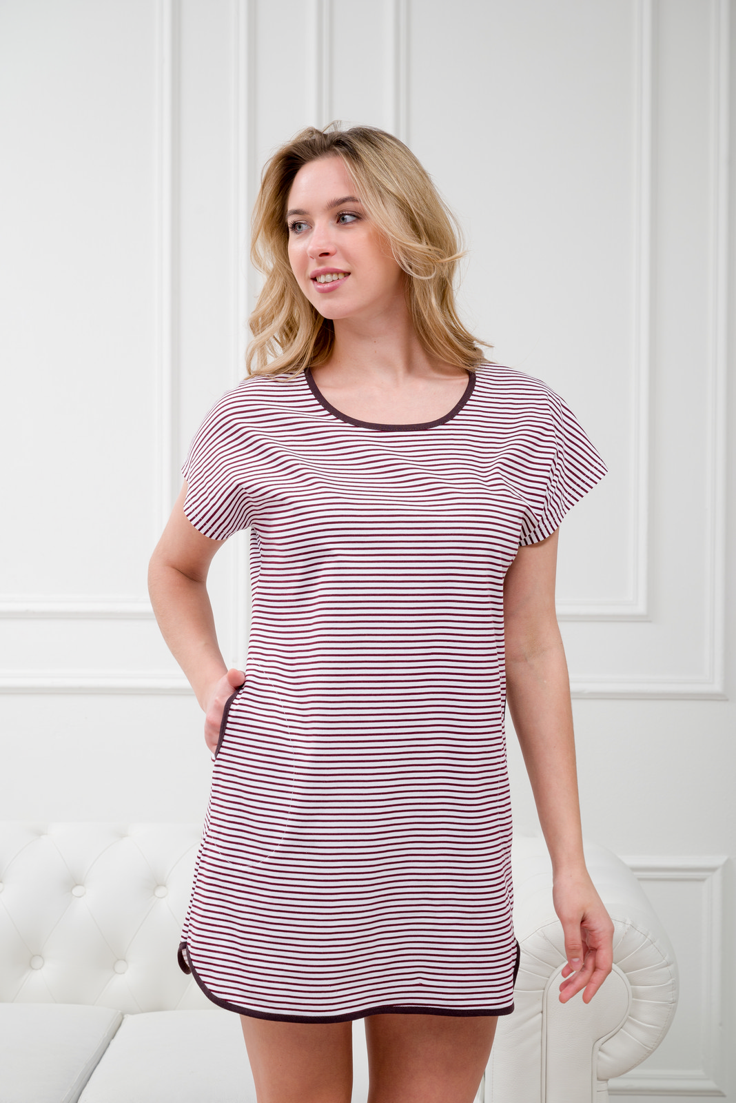 Туника женская Социал бордо полоса